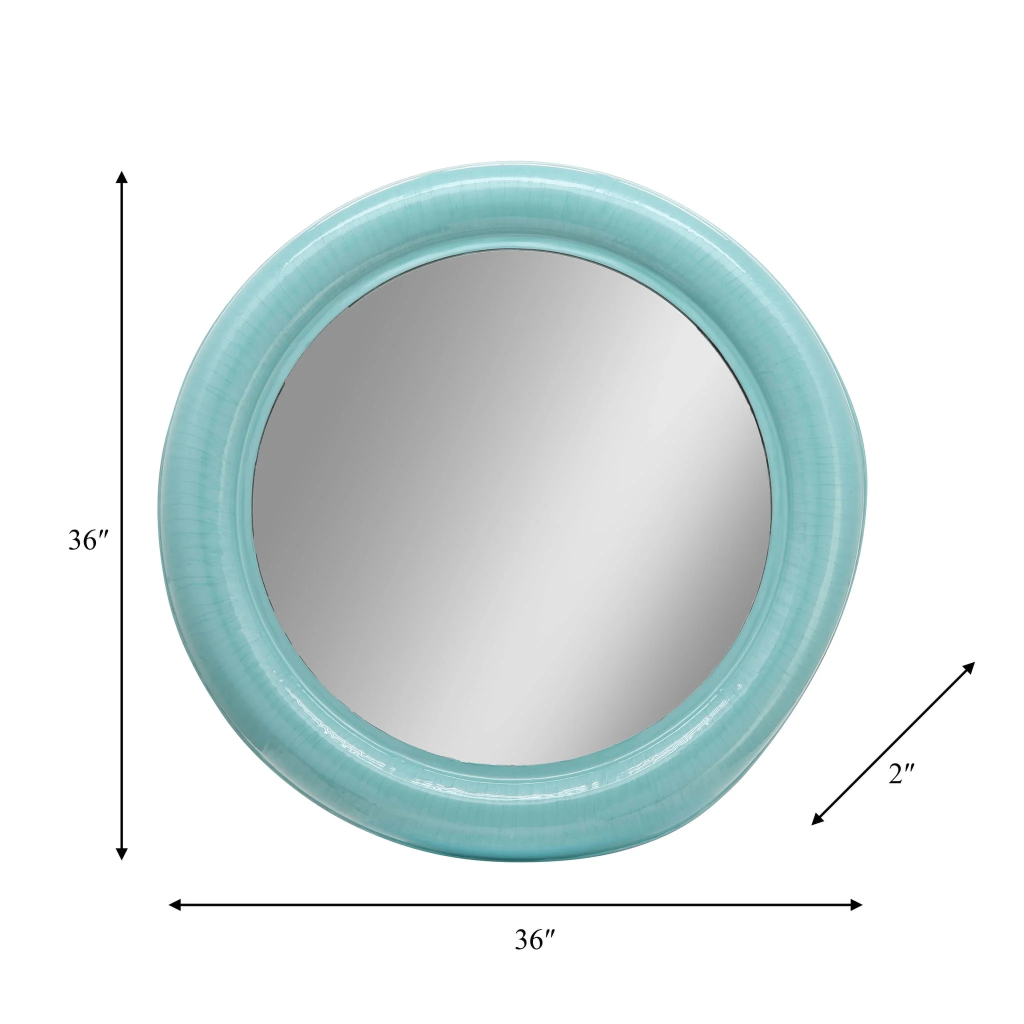 Metal 36" Round Mirror, Turq - Image 8