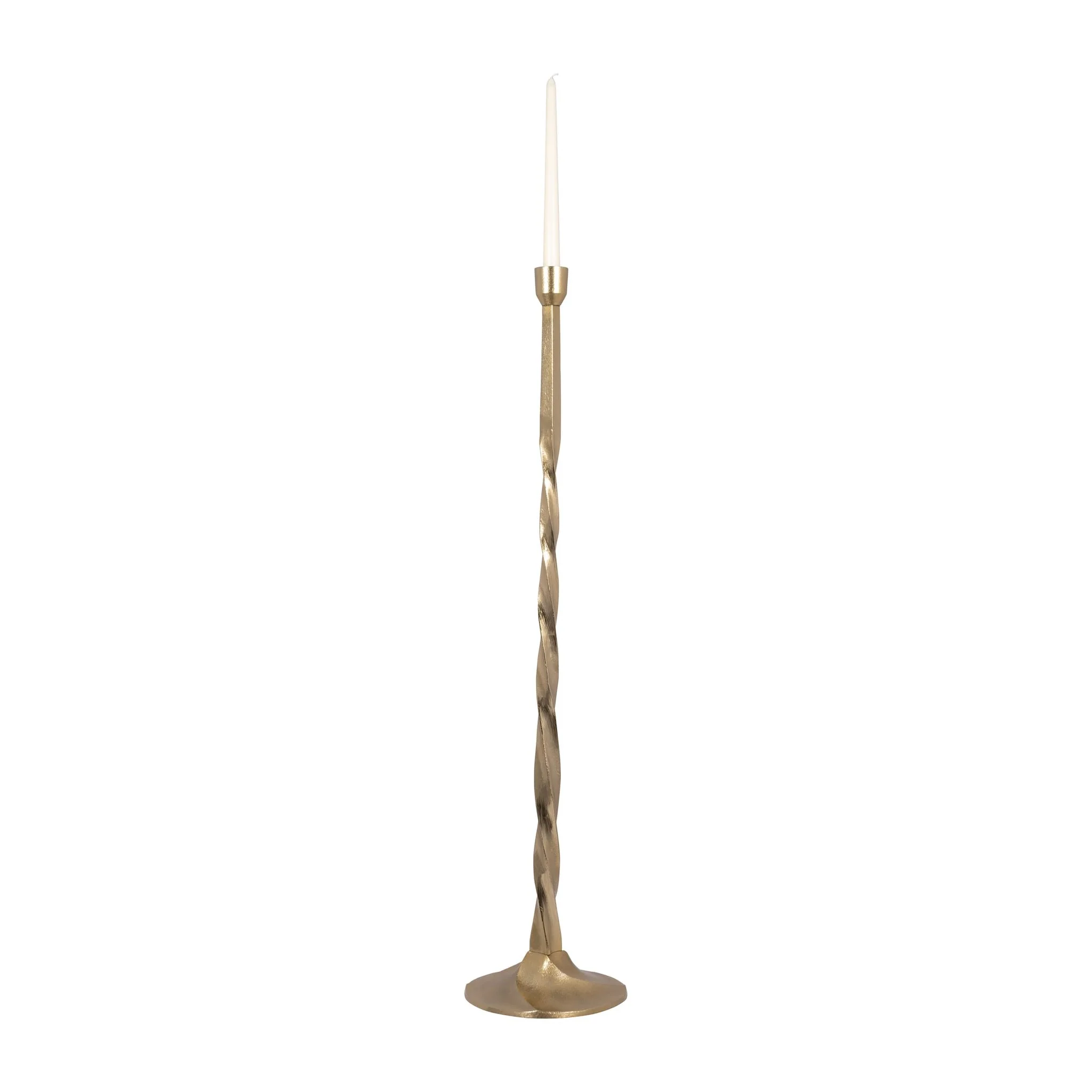 Metal, 36" Twisted Floor Taper Candleholder, Gold - Image 3