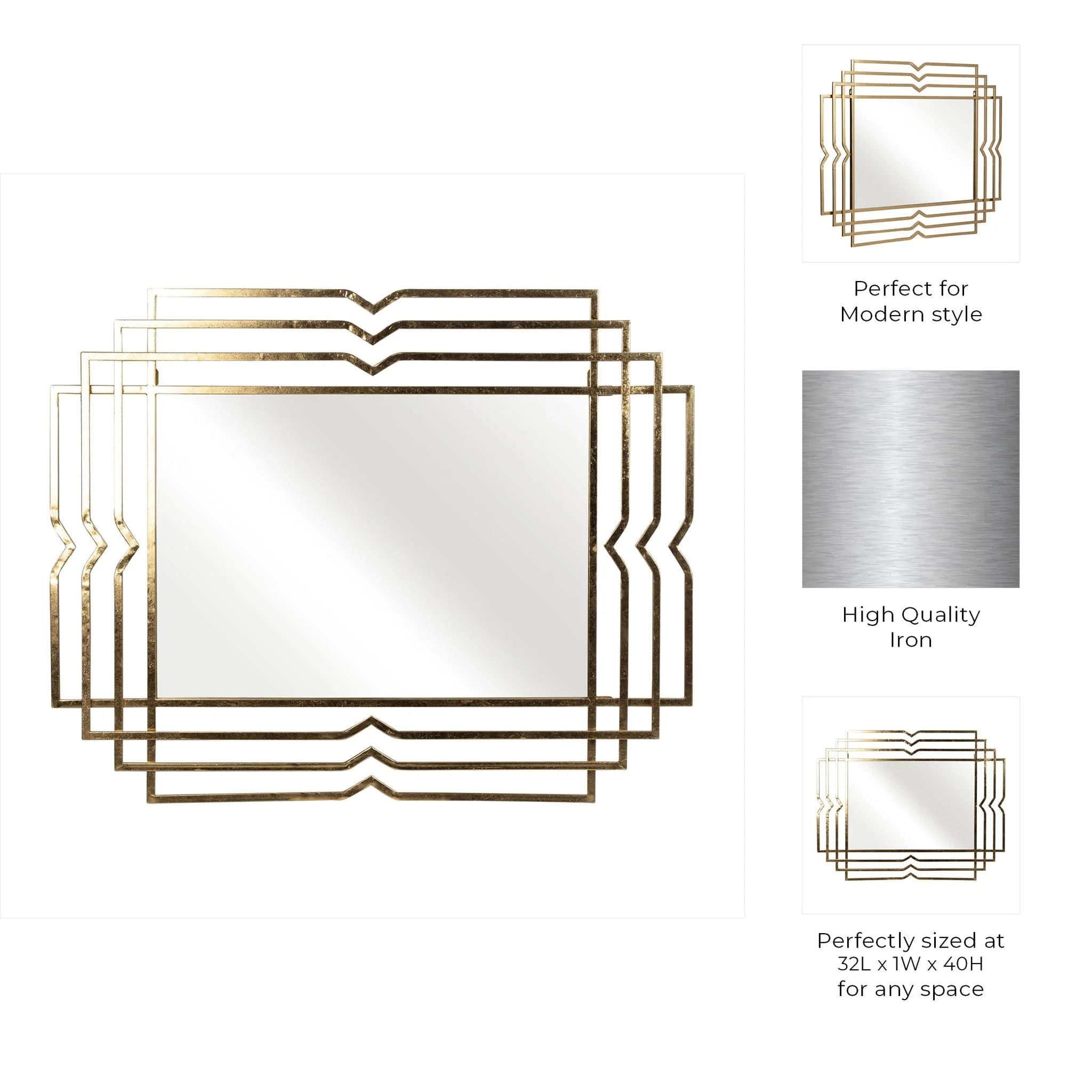 Metal 39" Rectangular Mirror,gold - Image 7