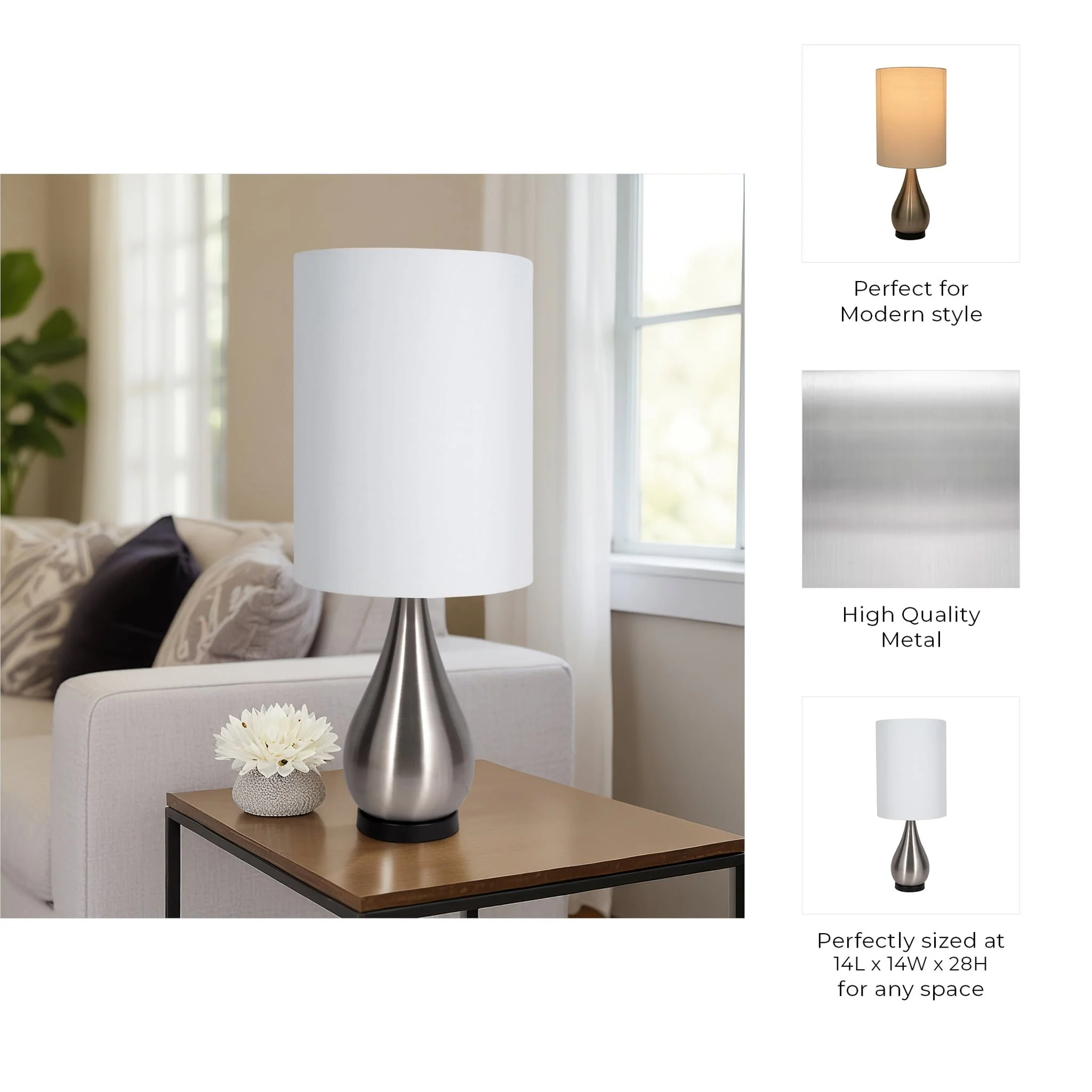 Metal 40" Teardrop Table Lamp, Silver - Image 7