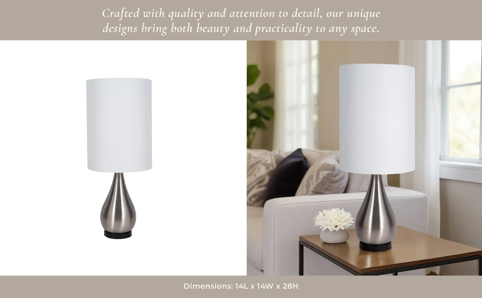 Metal 40" Teardrop Table Lamp, Silver - Image 9