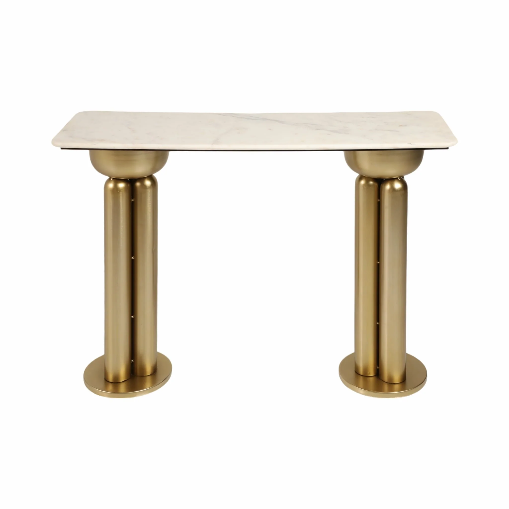 Metal, 42" Marble Top Console, Gold/white - Image 4