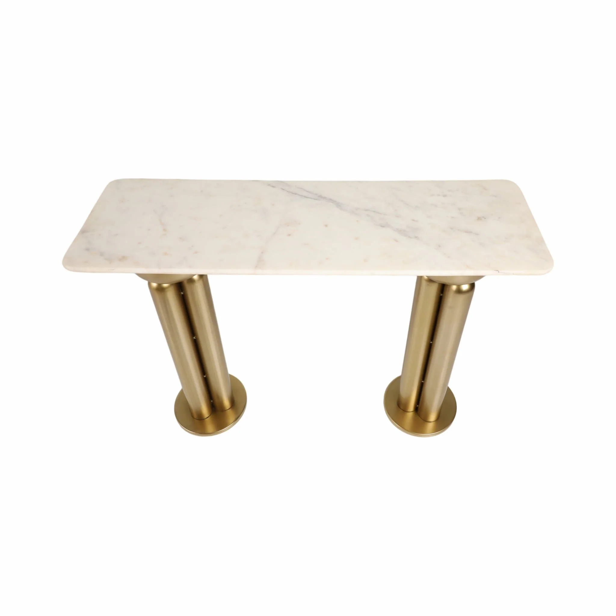 Metal, 42" Marble Top Console, Gold/white - Image 5