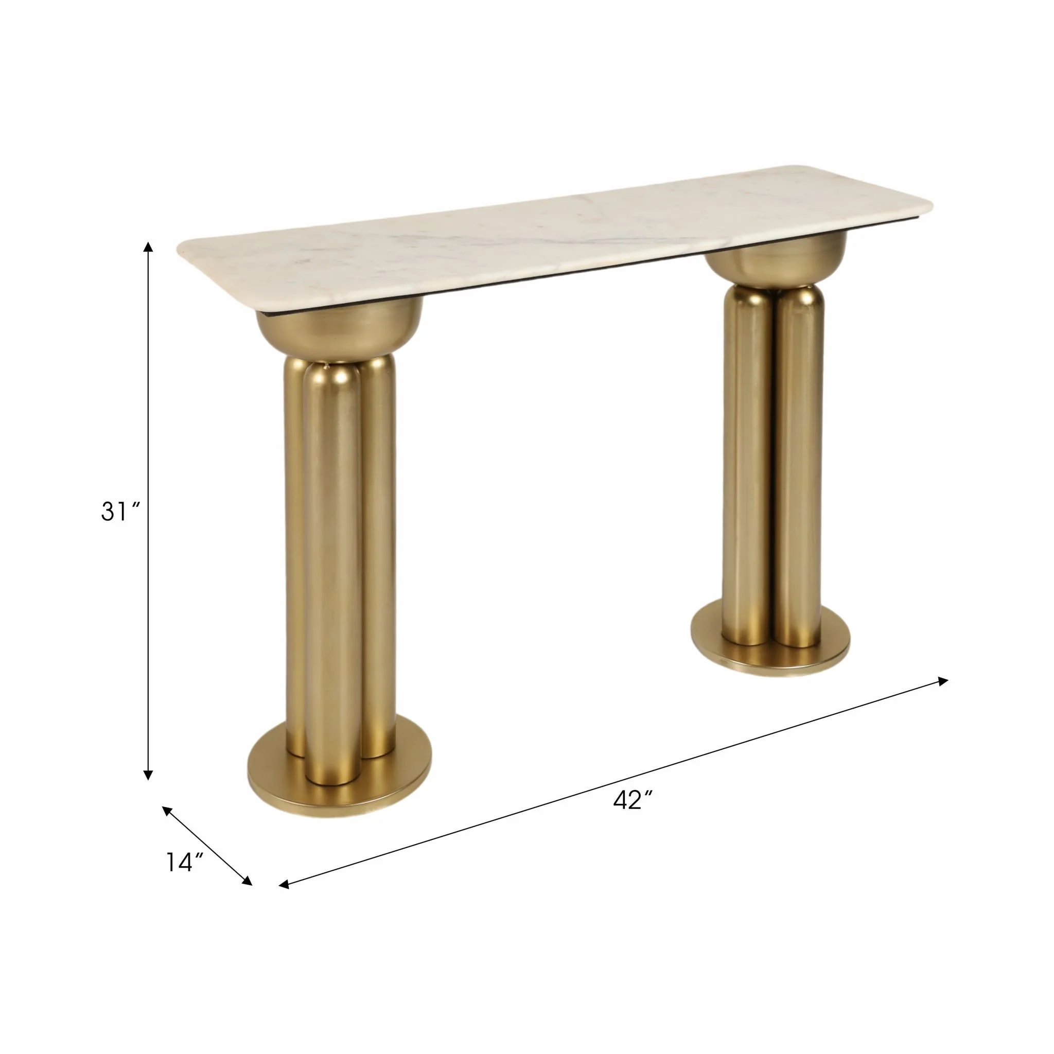 Metal, 42" Marble Top Console, Gold/white - Image 9