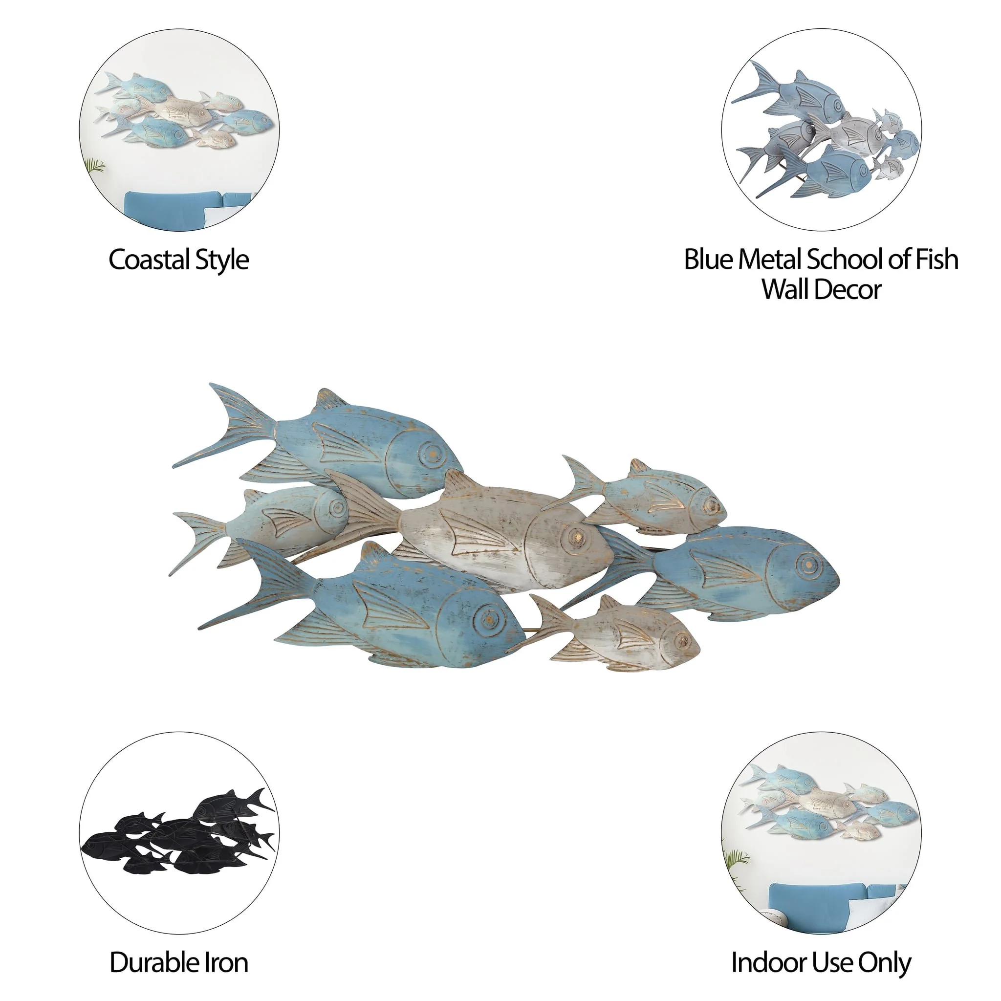 Metal 42" School Of Fish Wall Decor Wb - Image 6