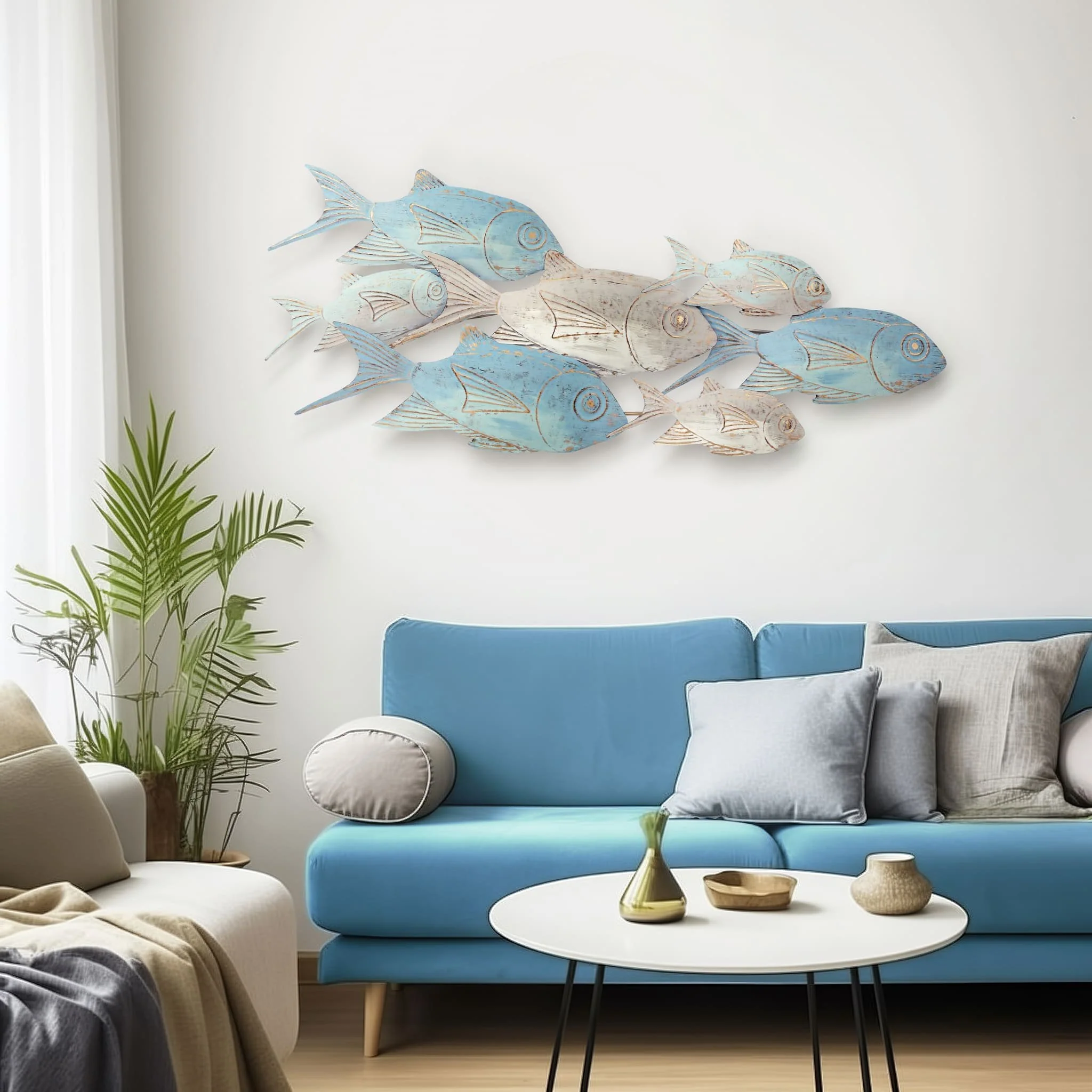 Metal 42" School Of Fish Wall Decor Wb - Image 7