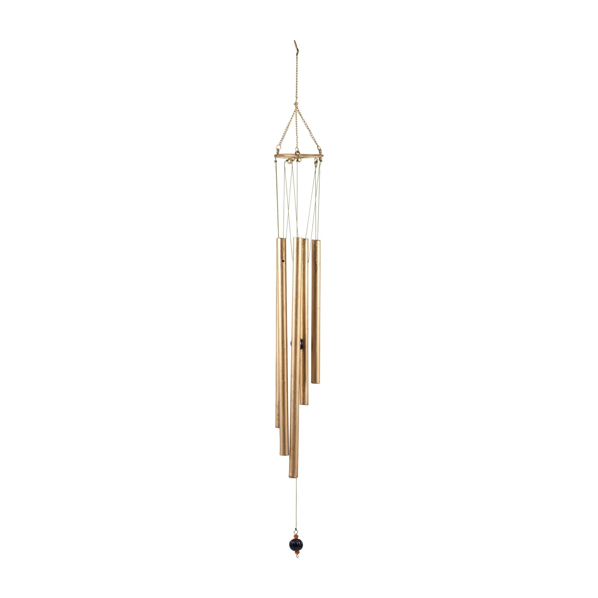 Metal, 43" 5-pipes Windchime, Antique Gold - Image 2