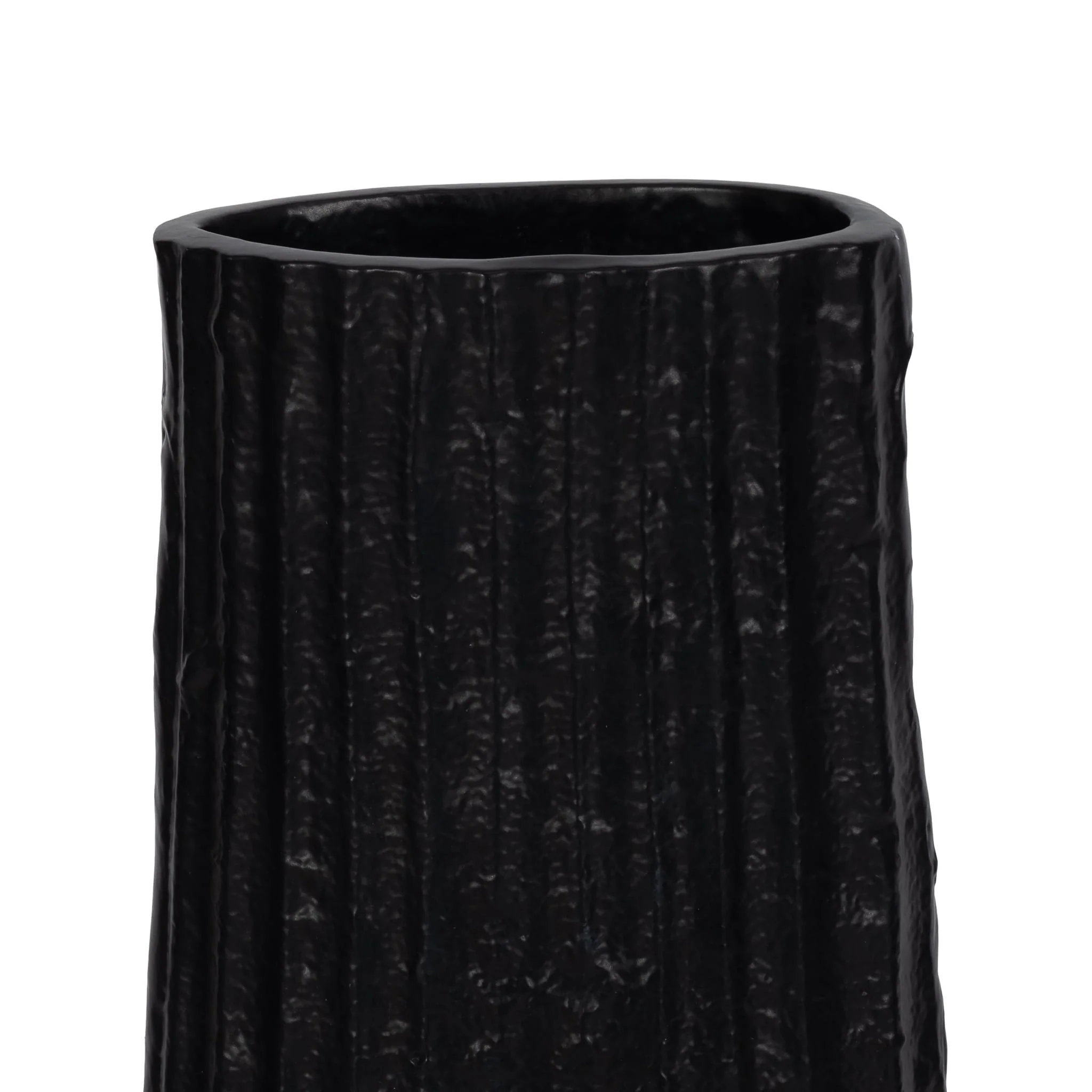 Metal, 48" Ribbed Floor Vase, Black - Image 5