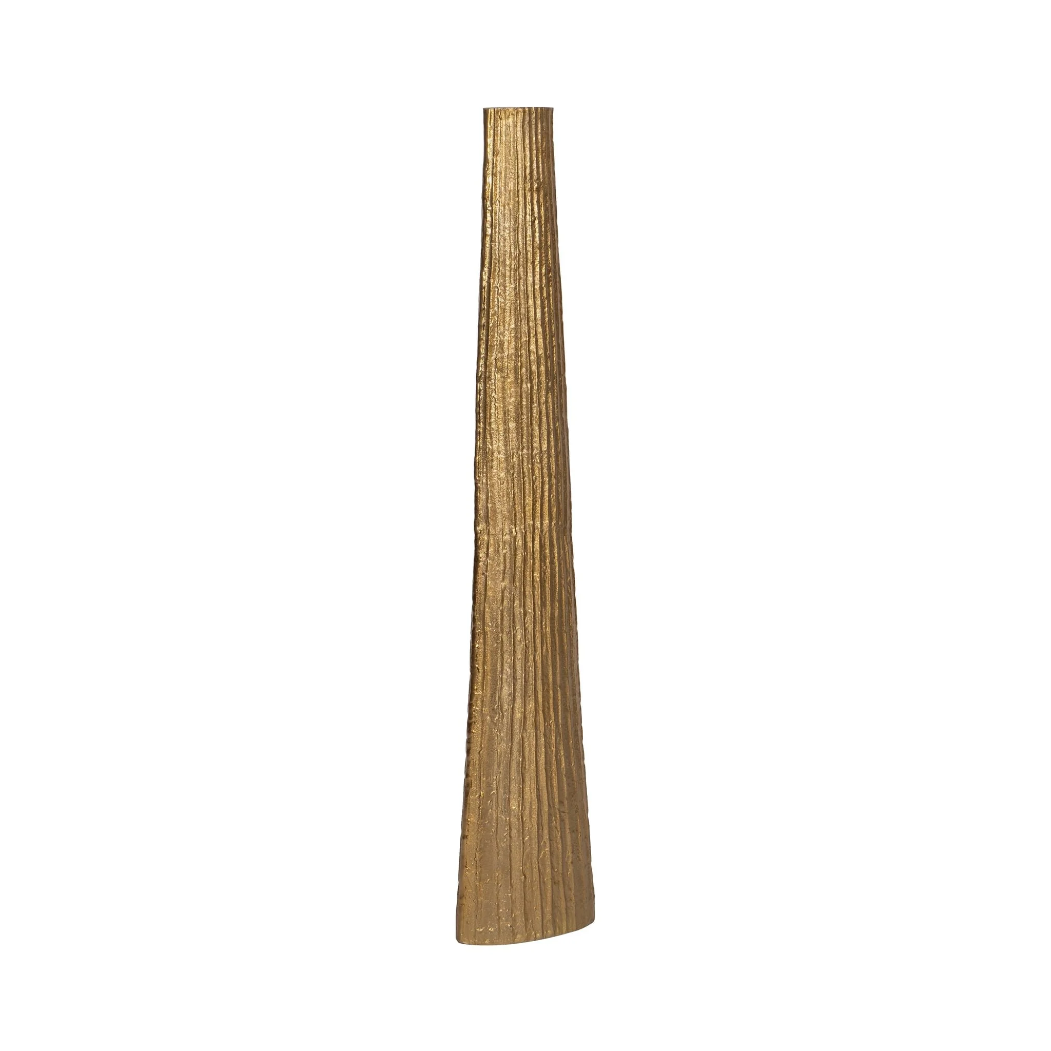 Metal, 48" Ribbed Floor Vase, Gold - Image 3