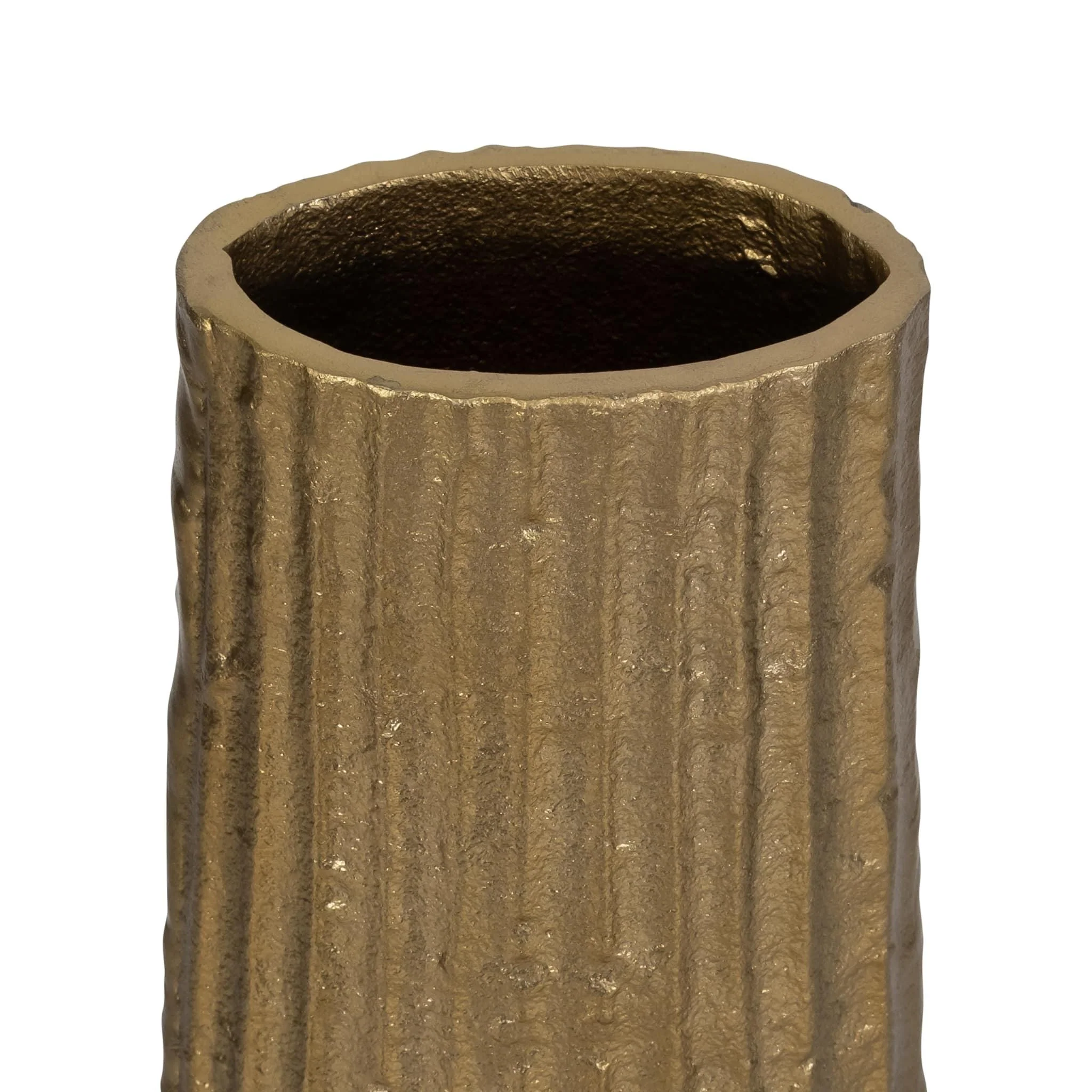 Metal, 48" Ribbed Floor Vase, Gold - Image 7