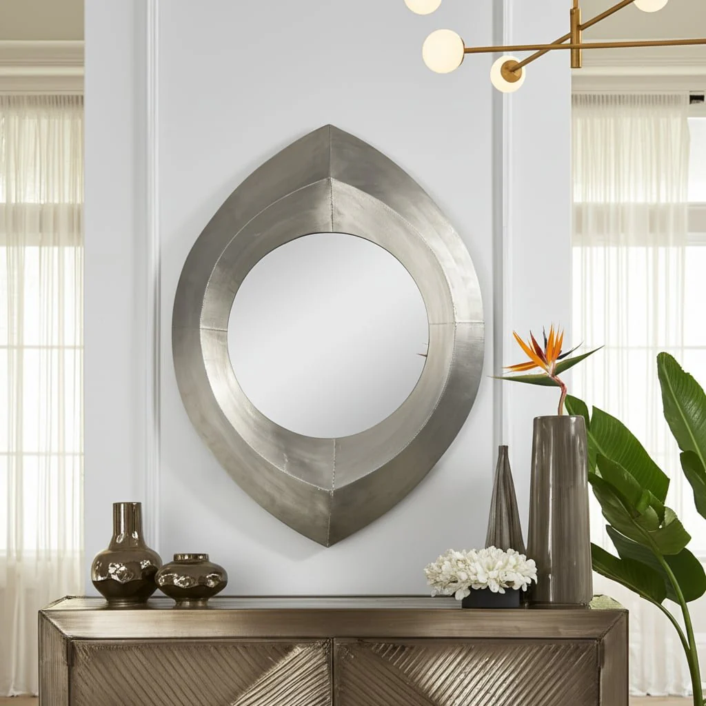 Metal, 48" Tear Drop Mirror, Champagne - Image 10