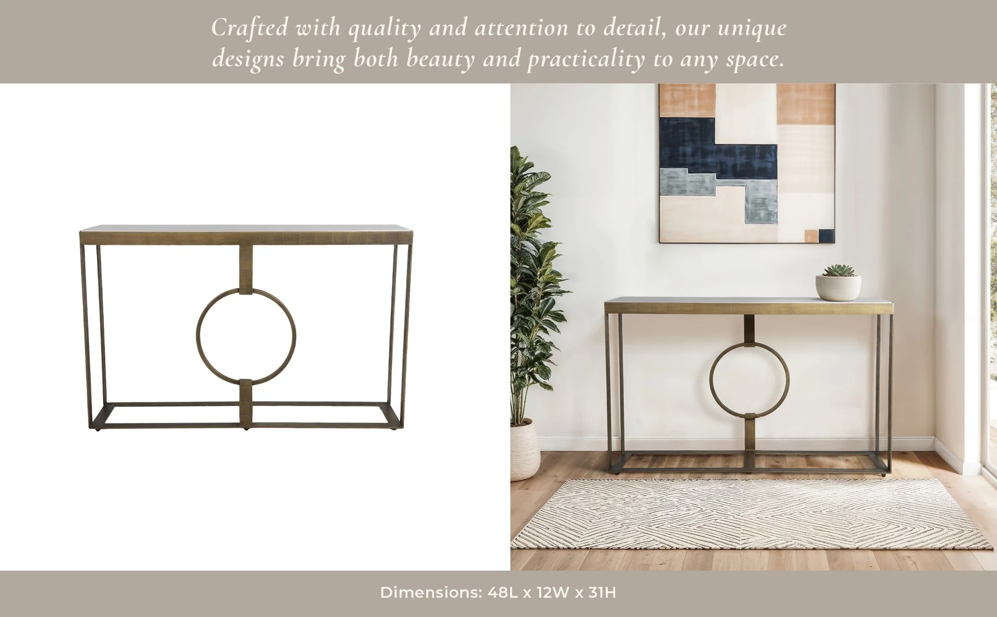 Metal, 48x31 Marble Top Console, Gold;white/2boxes - Image 11