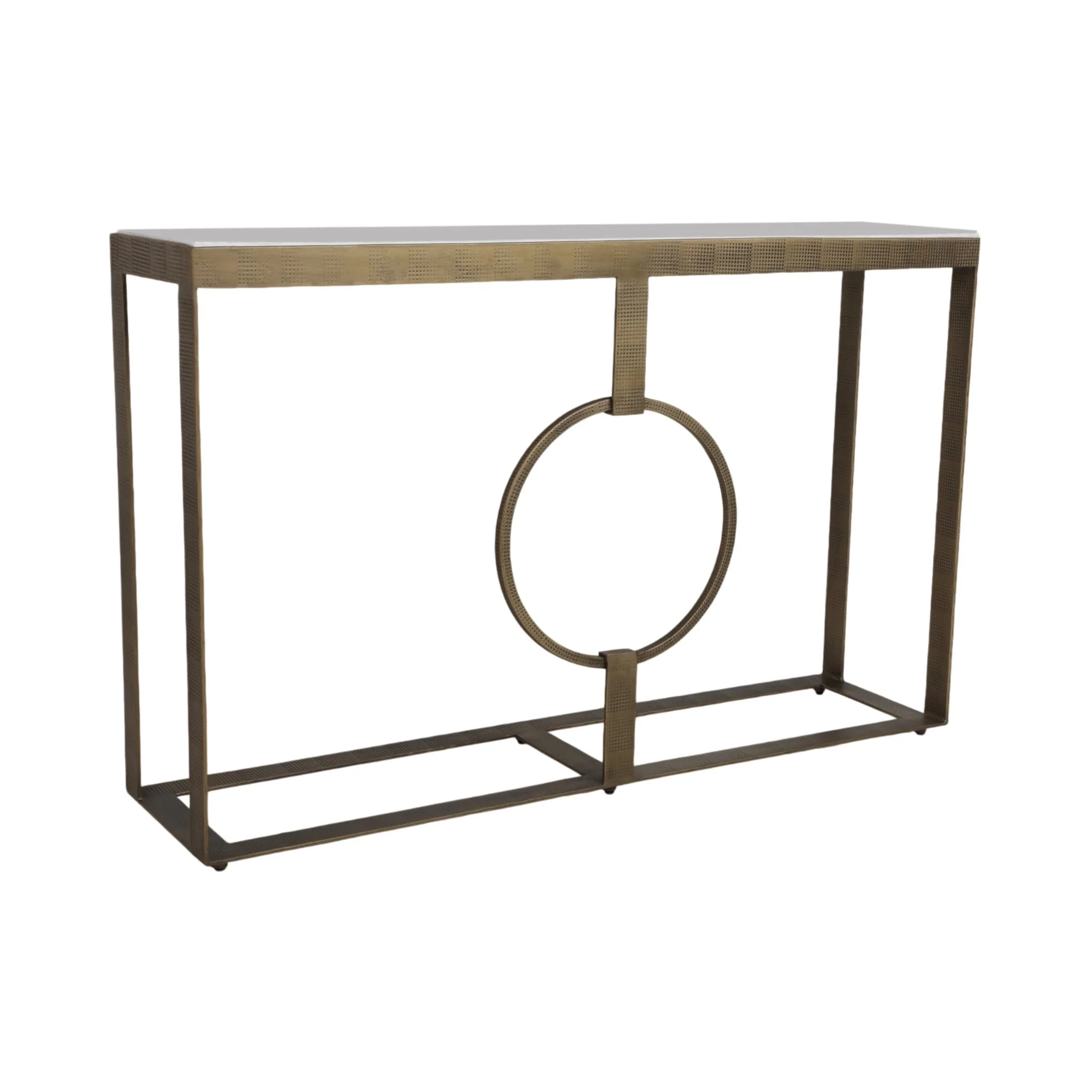Metal, 48x31 Marble Top Console, Gold;white/2boxes - Image 2