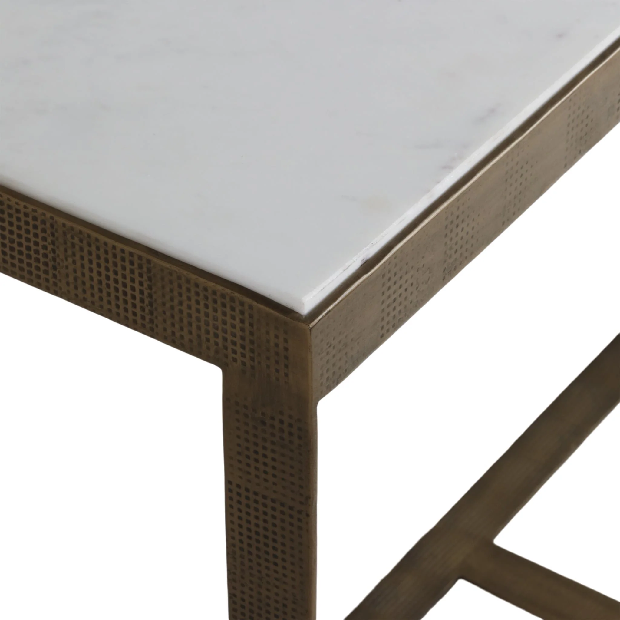 Metal, 48x31 Marble Top Console, Gold;white/2boxes - Image 7
