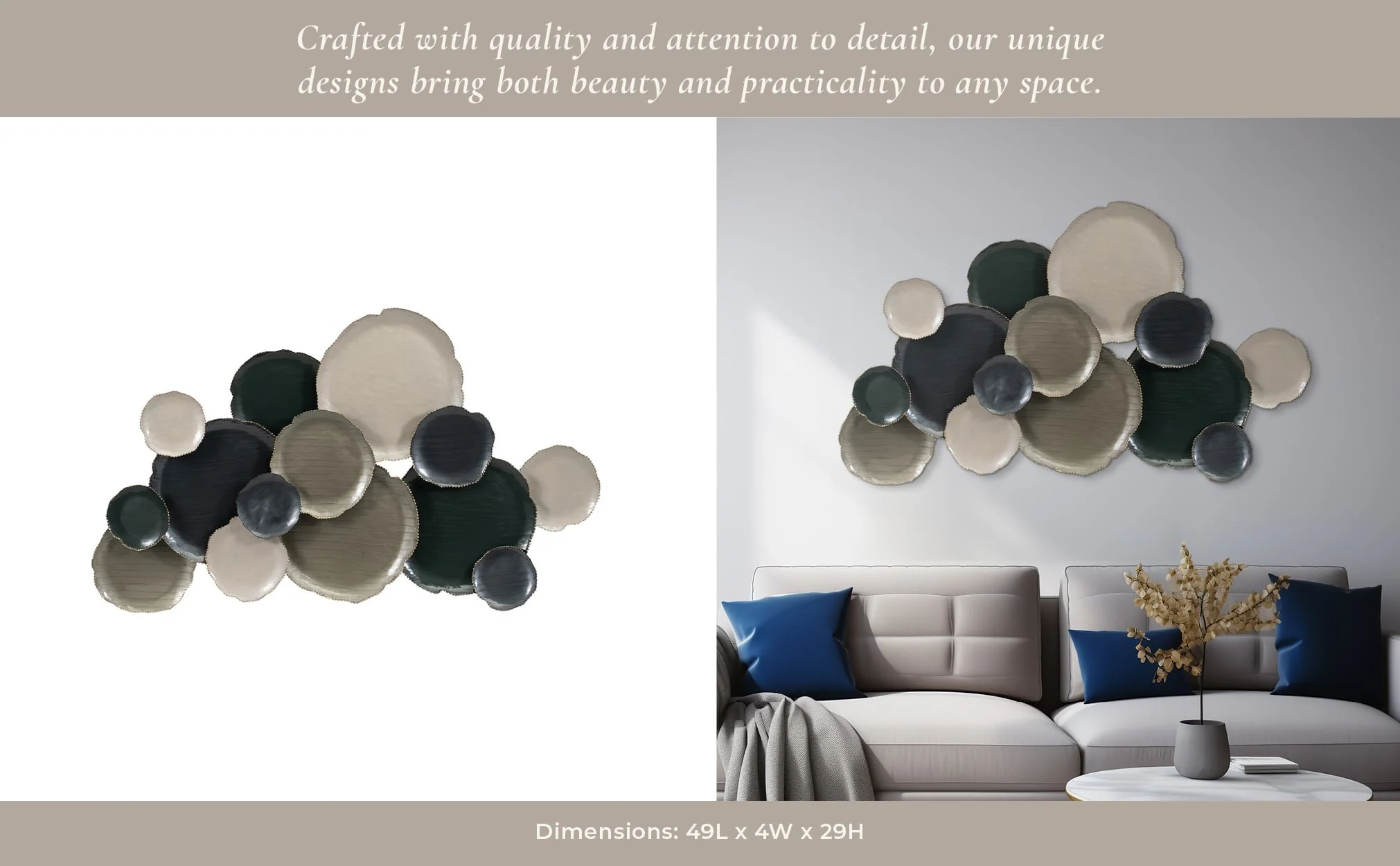 Metal, 49" Lily Pads Wall Deco, Multi - Image 10