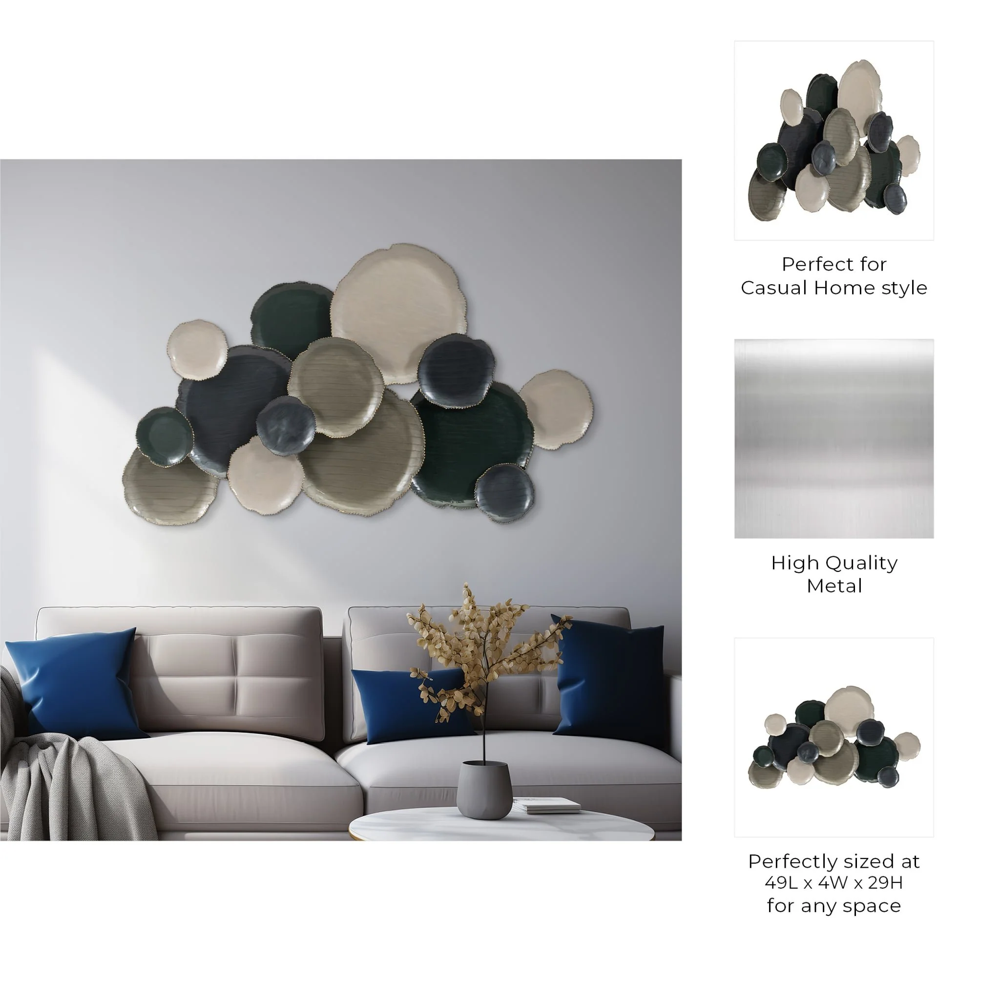 Metal, 49" Lily Pads Wall Deco, Multi - Image 7