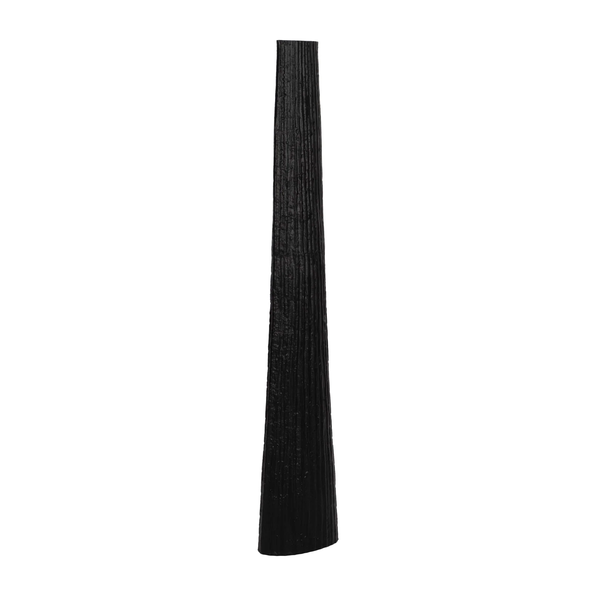 Metal, 58" Ribbed Floor Vase, Black - Image 3