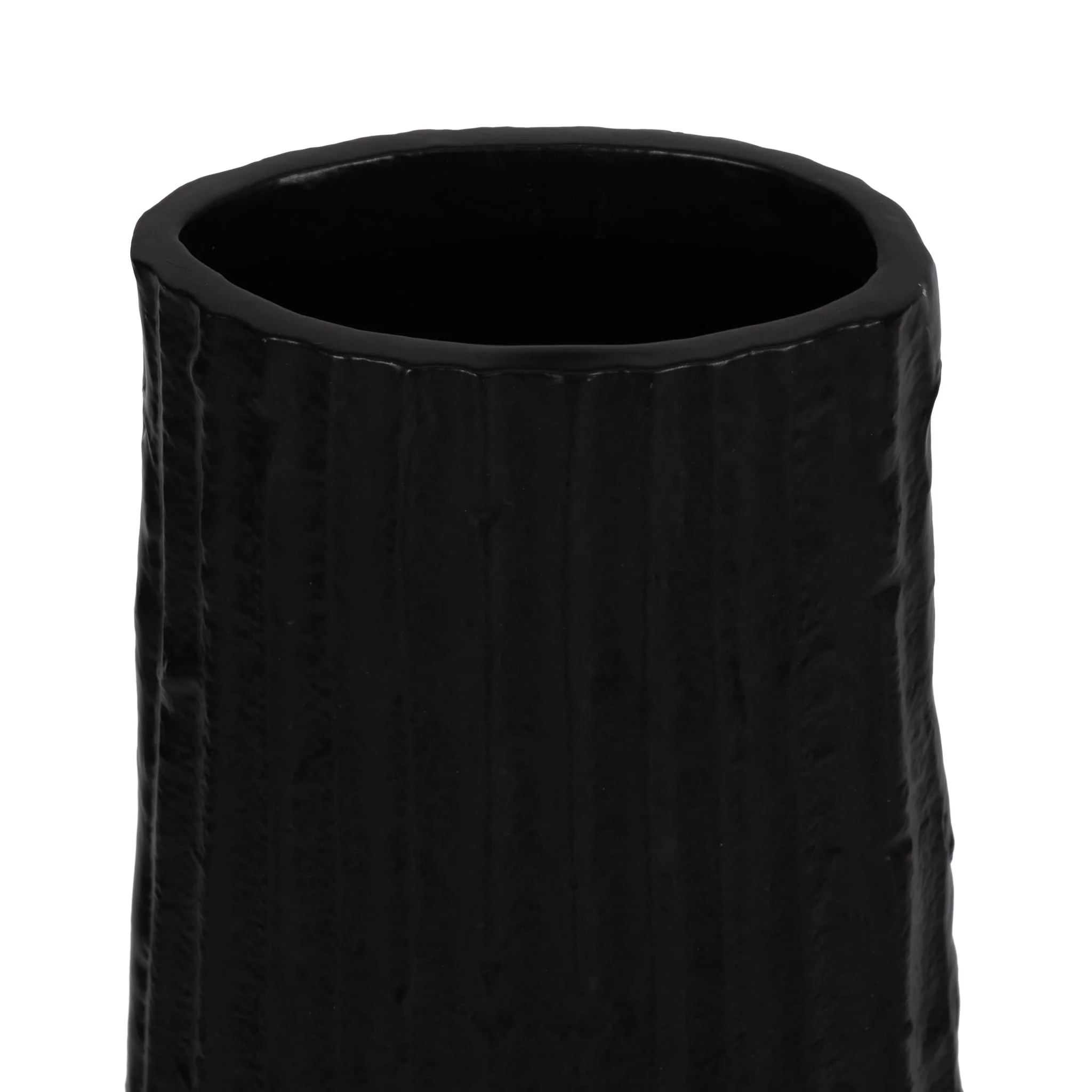 Metal, 58" Ribbed Floor Vase, Black - Image 7