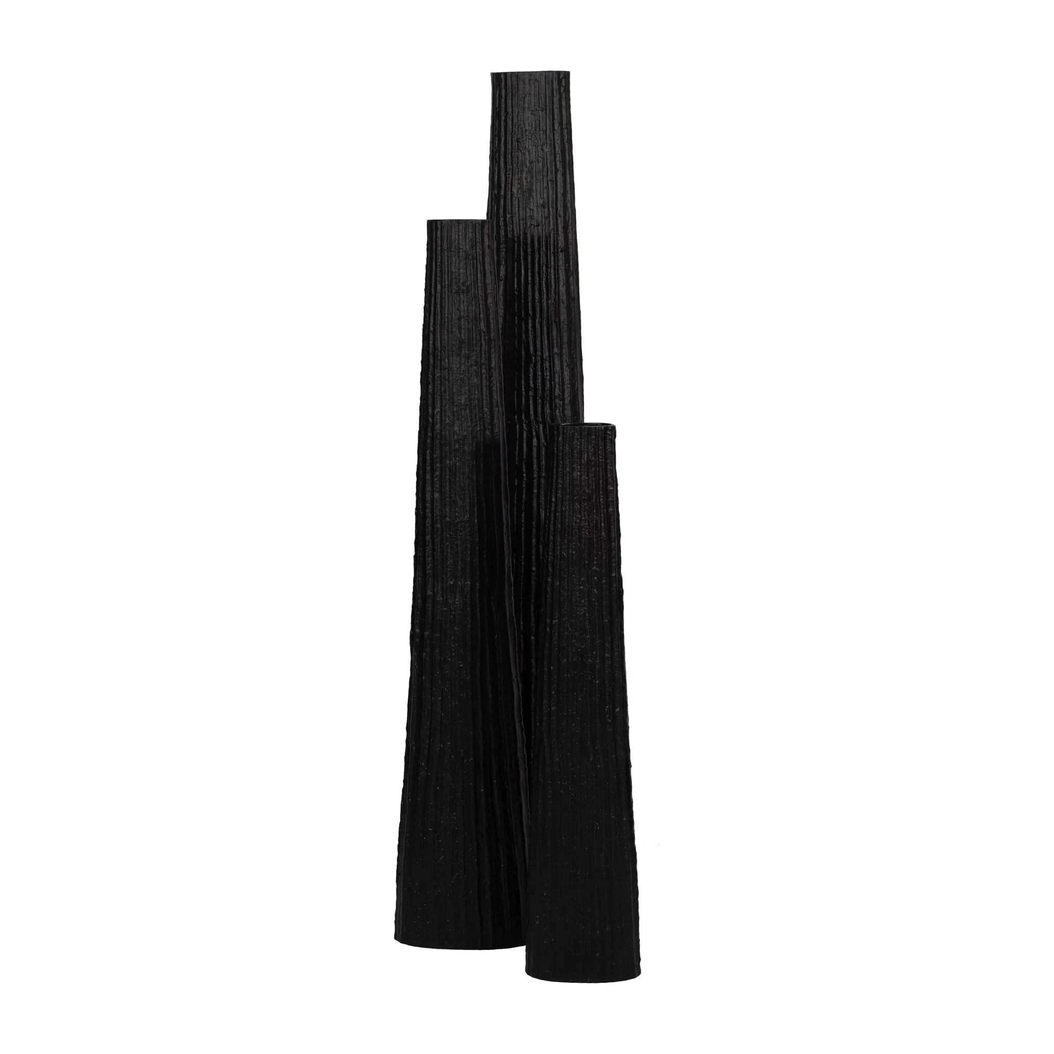 Metal, 58" Ribbed Floor Vase, Black - Image 8