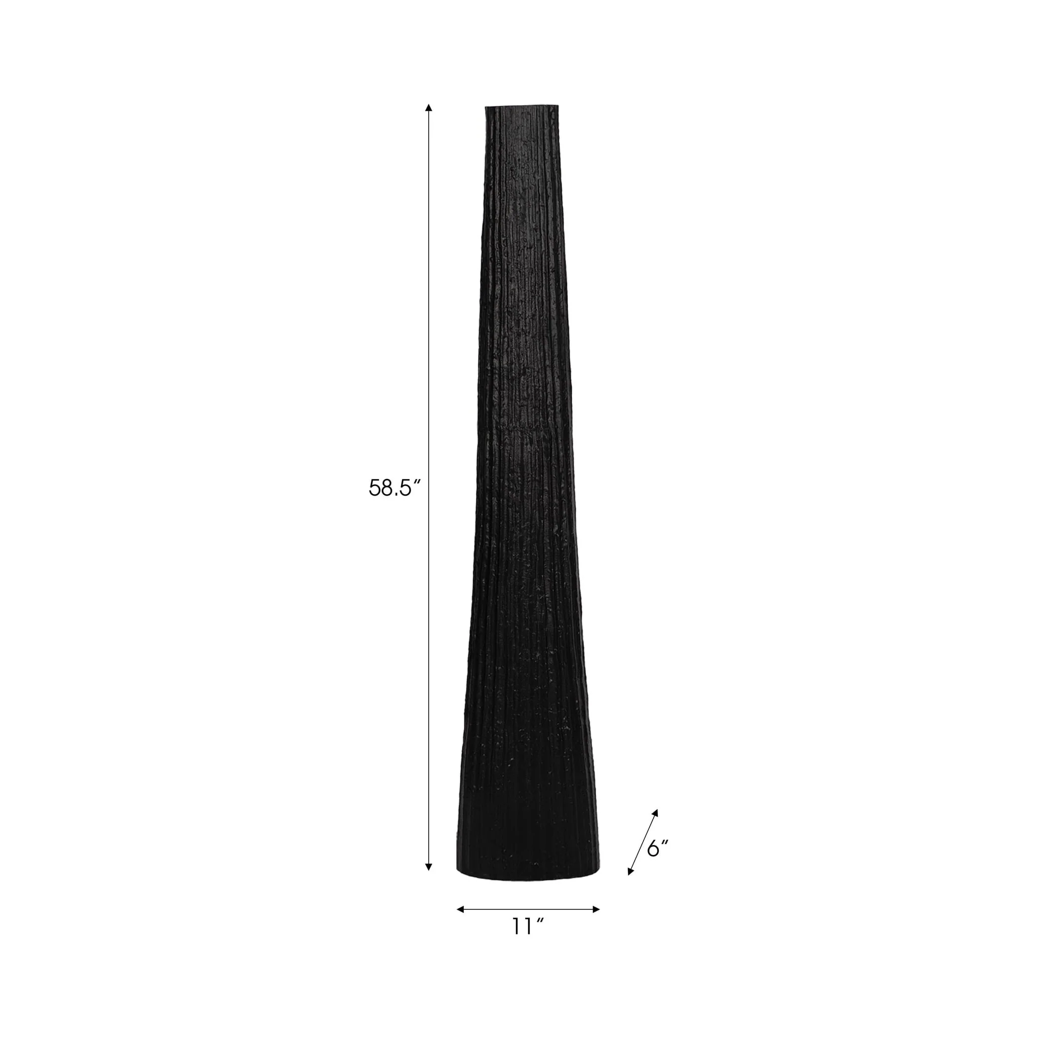 Metal, 58" Ribbed Floor Vase, Black - Image 9