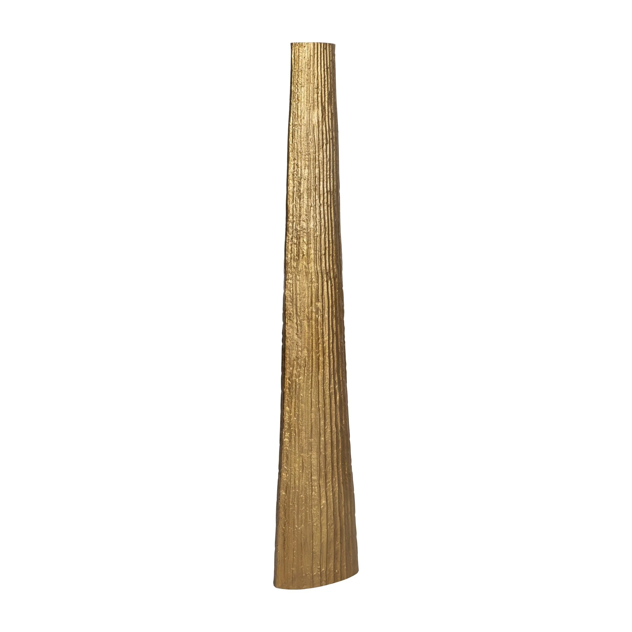Metal, 58" Ribbed Floor Vase, Gold - Image 3