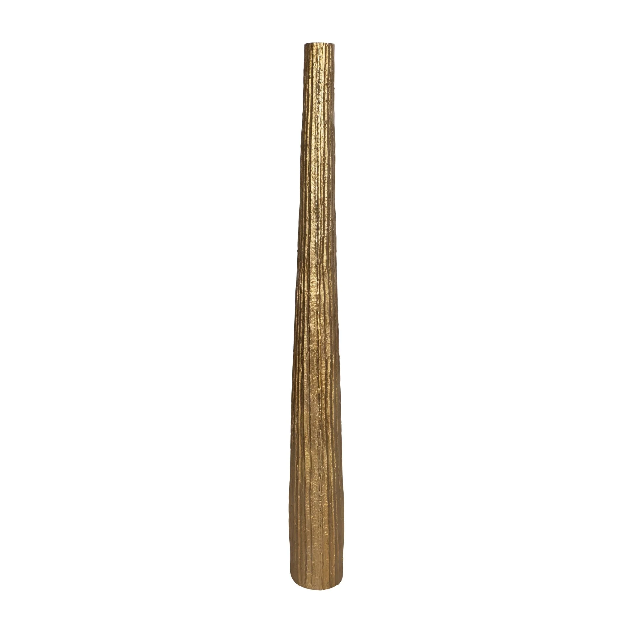 Metal, 58" Ribbed Floor Vase, Gold - Image 4