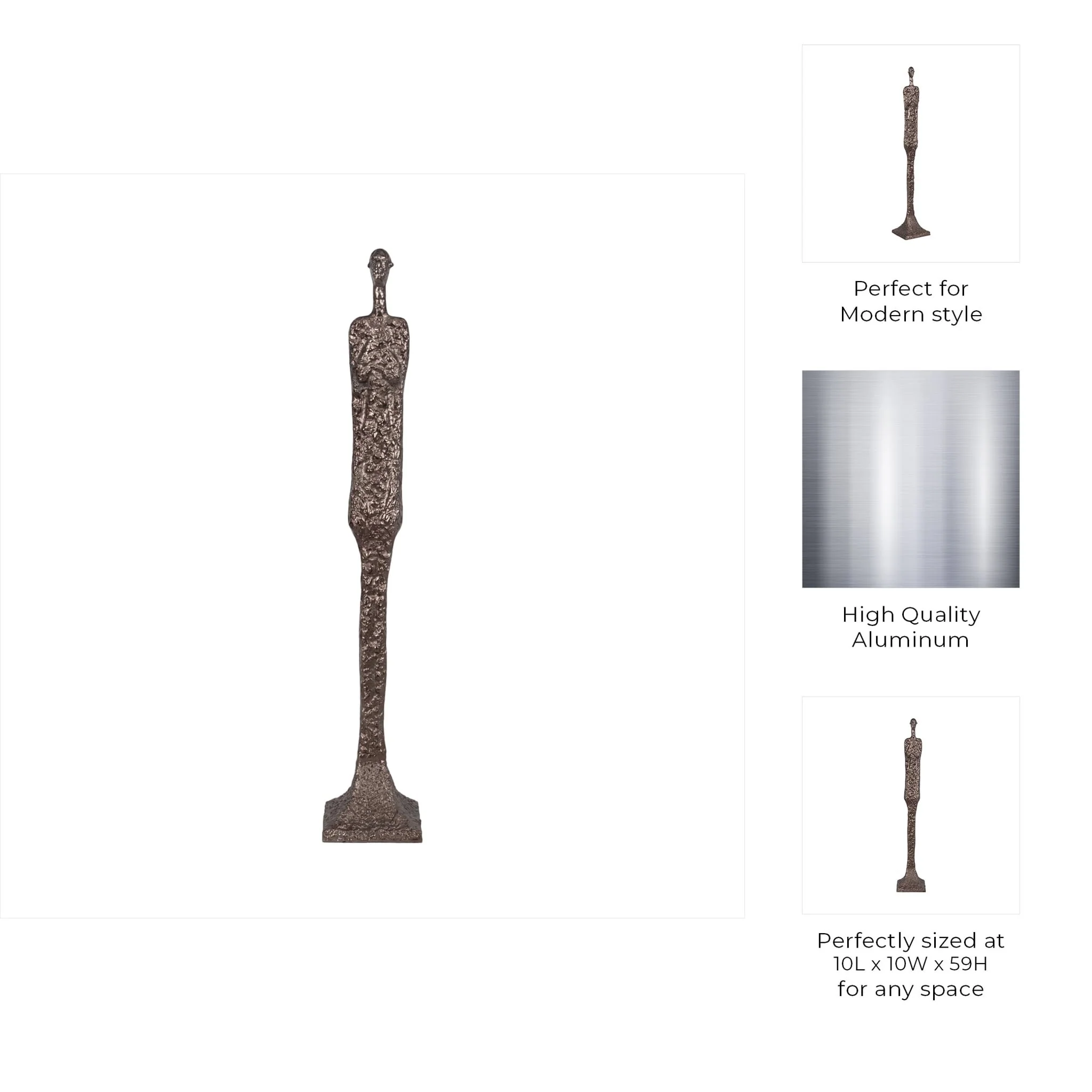Metal, 59" Tribal Floor Sculpture, Bronze - Image 9