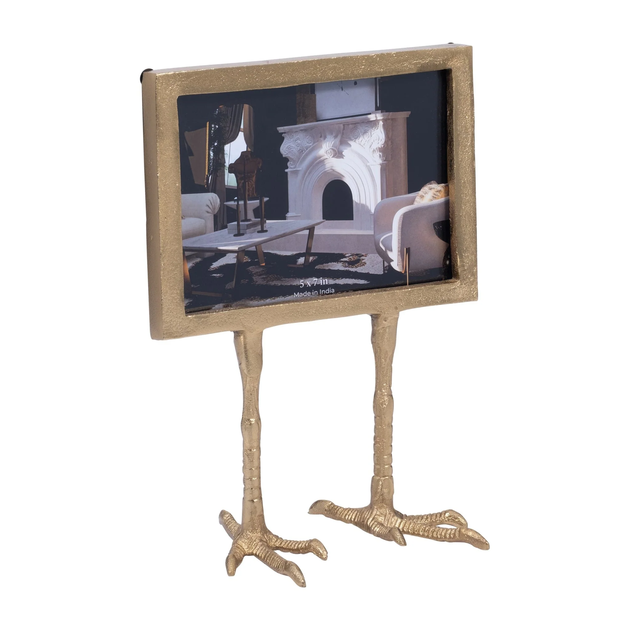 Metal, 5x7 Bird Feet Photo Frame, Gold - Image 2