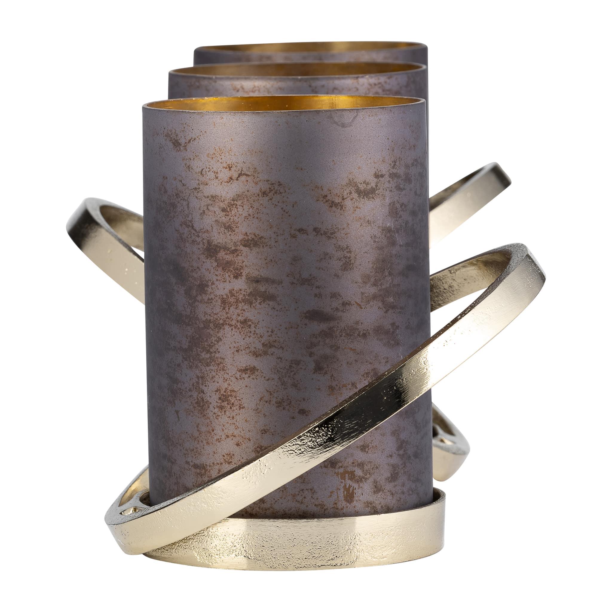 Metal,6",abstract Ring Candle Holder,gold - Image 3