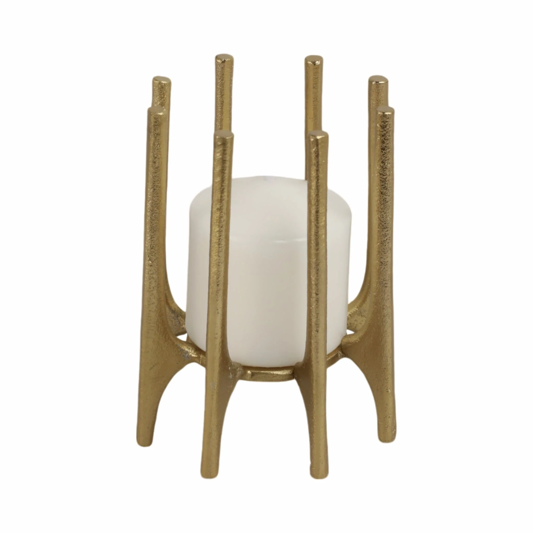 Metal, 6" Candleholder With Spike Legs, Gold - Image 2