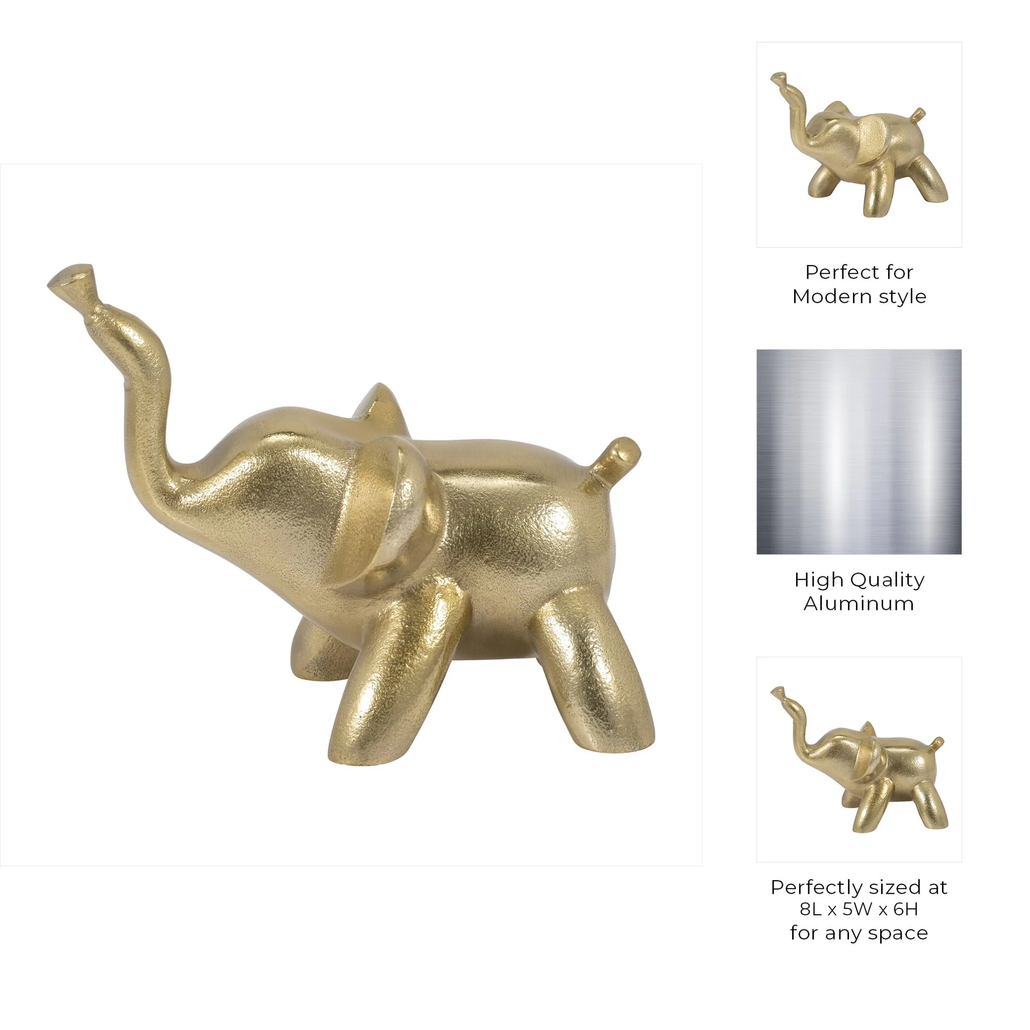 Metal, 6" Decorative Baloon Elephant. Gold - Image 8