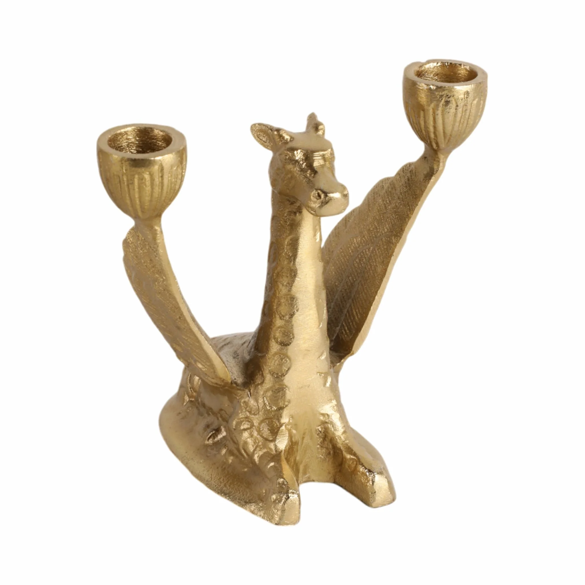 Metal, 6" Giraffe W/ Wings 2 Taper Candle Holder, - Image 3