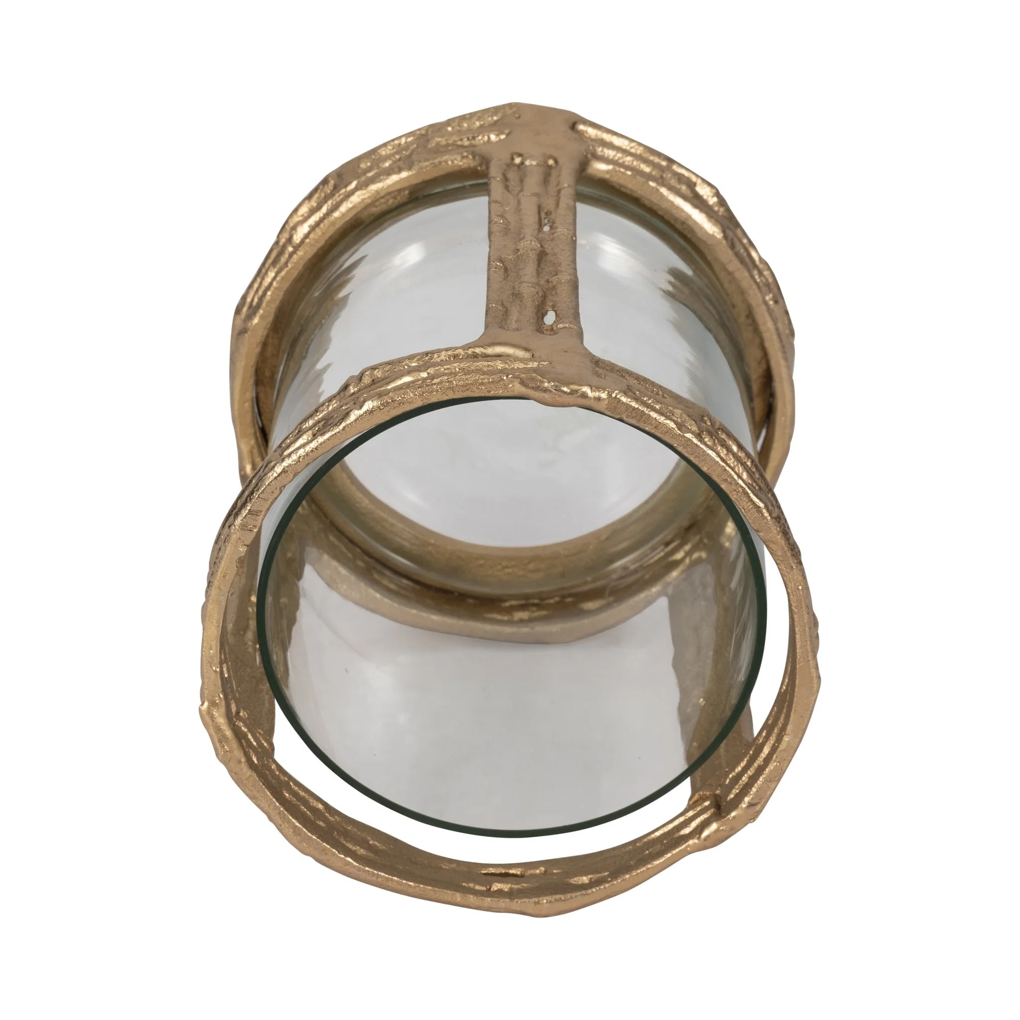 Metal, 6" Hurricane W Glass, Gold - Image 5