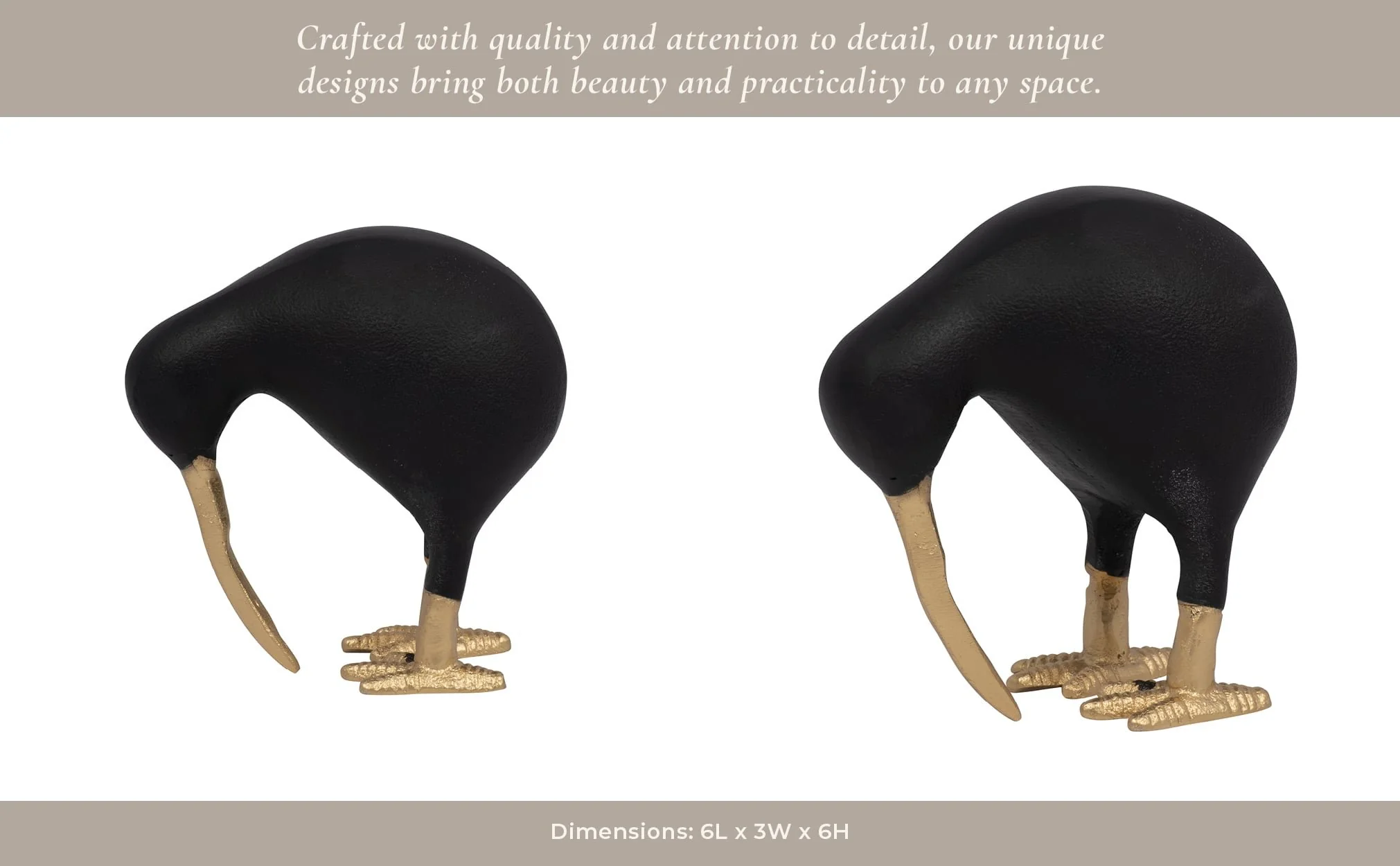 Metal, 6" Kiwi Child, Black/gold - Image 13