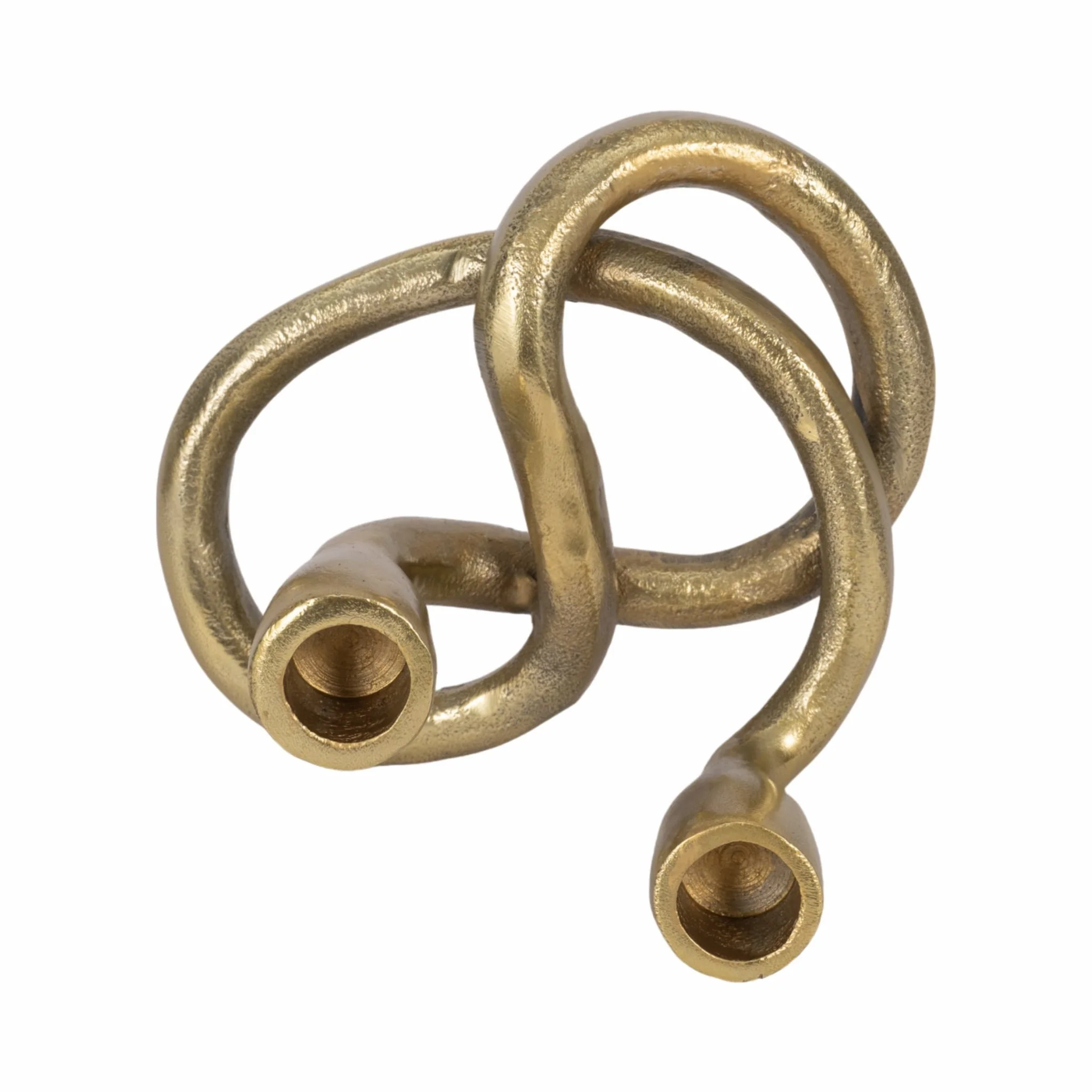 Metal, 6" Knotted 2-taper Candleholder, Gold - Image 6
