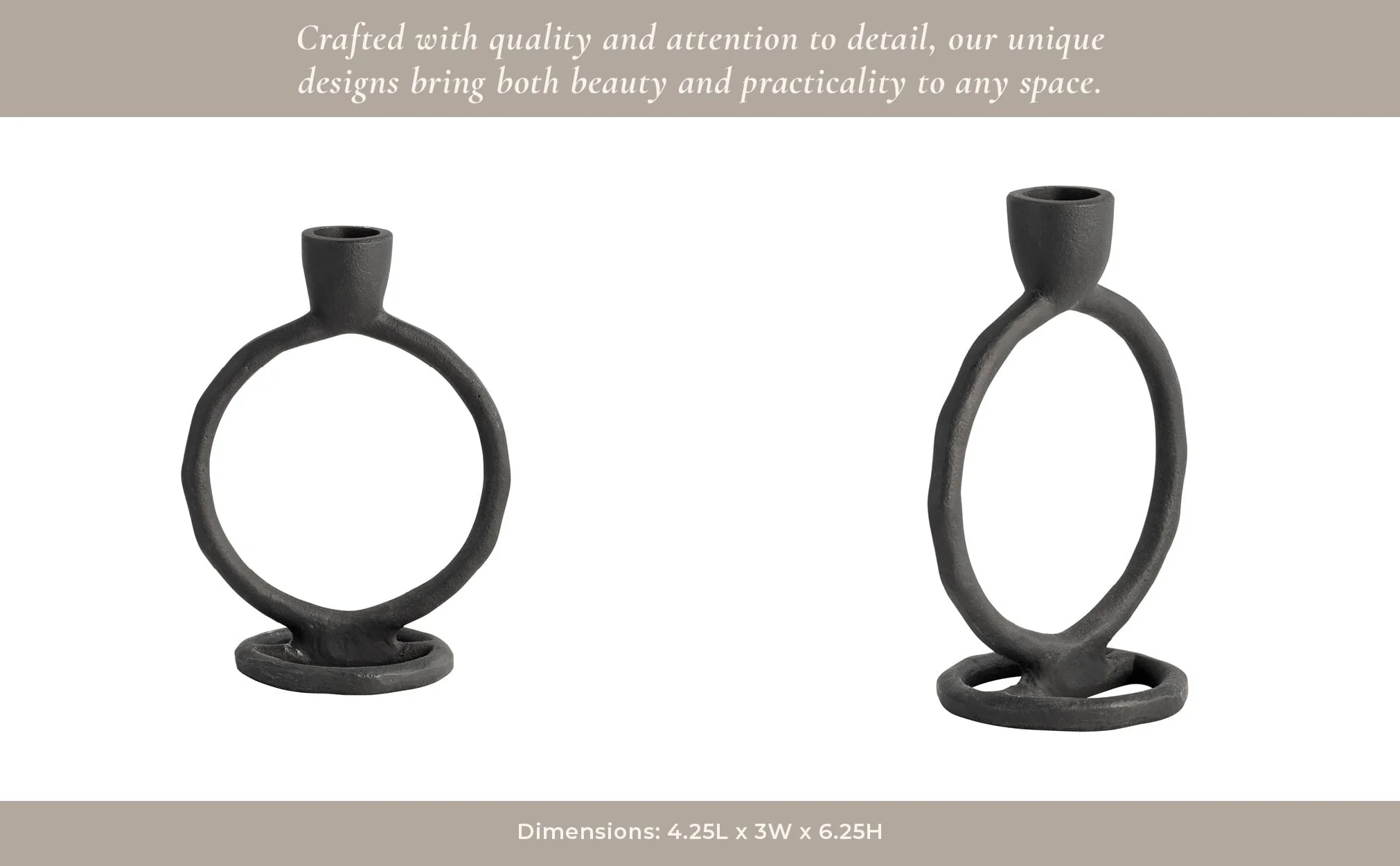 Metal, 6" Round Ring Taper Candleholder, Black - Image 12
