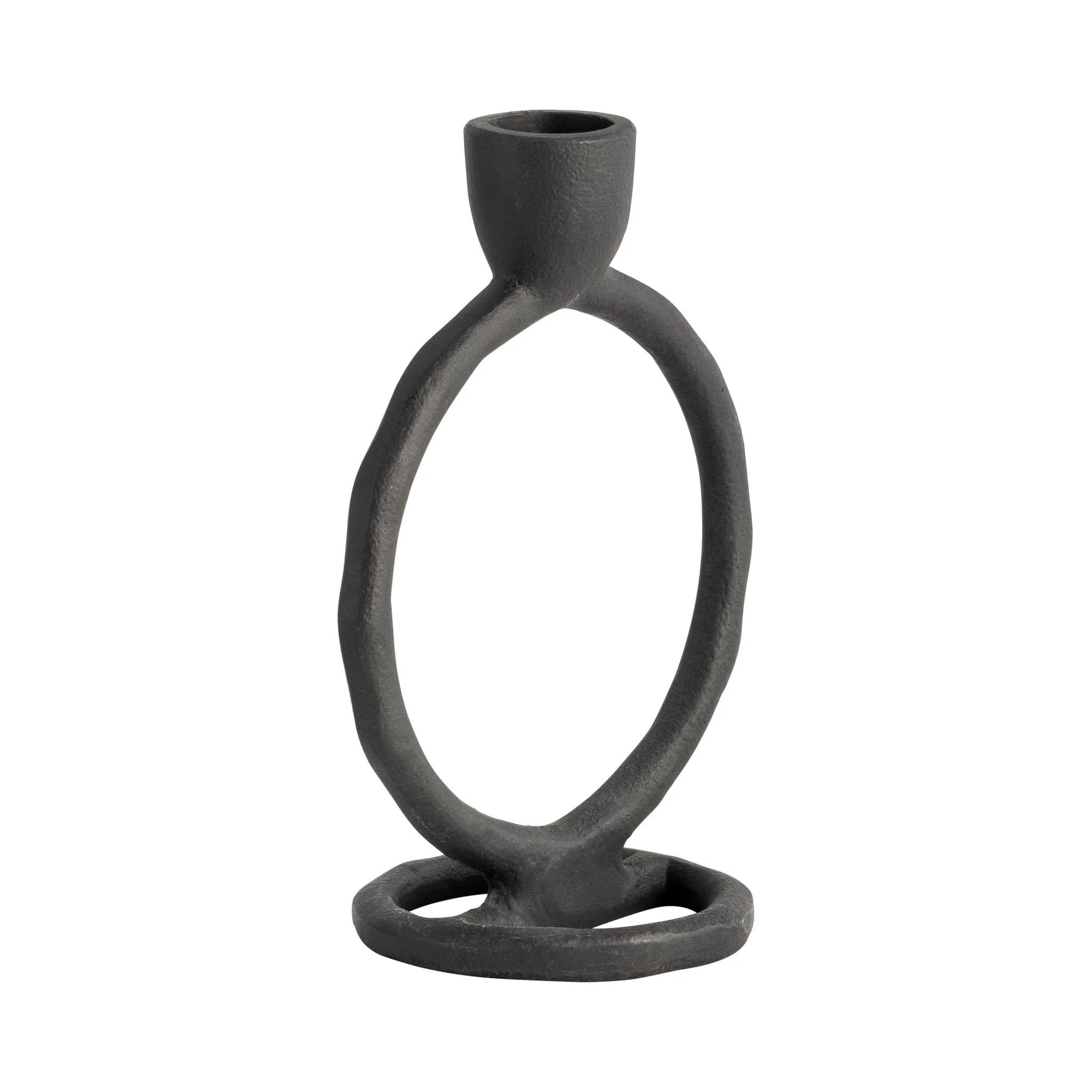 Metal, 6" Round Ring Taper Candleholder, Black - Image 2