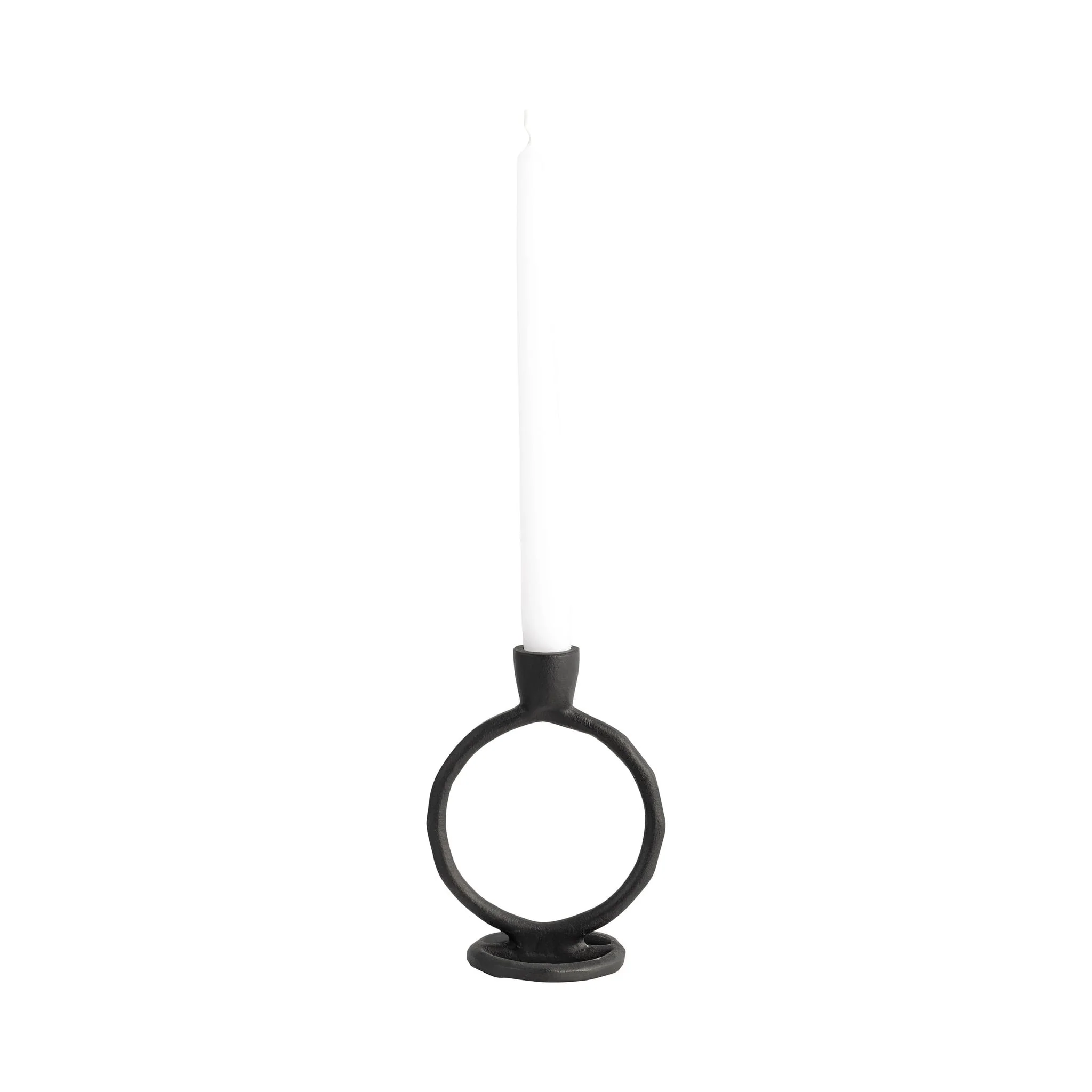 Metal, 6" Round Ring Taper Candleholder, Black - Image 4