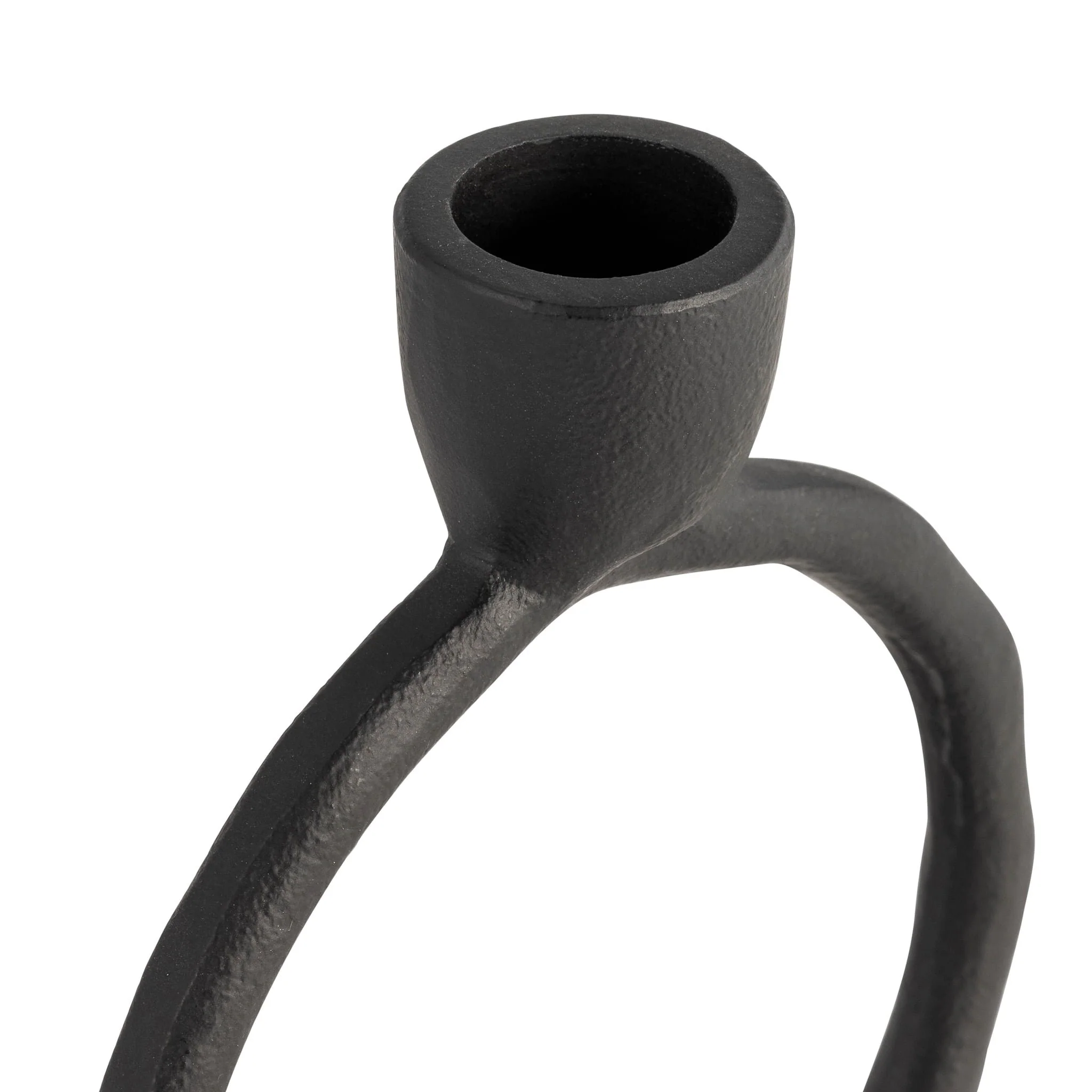 Metal, 6" Round Ring Taper Candleholder, Black - Image 5