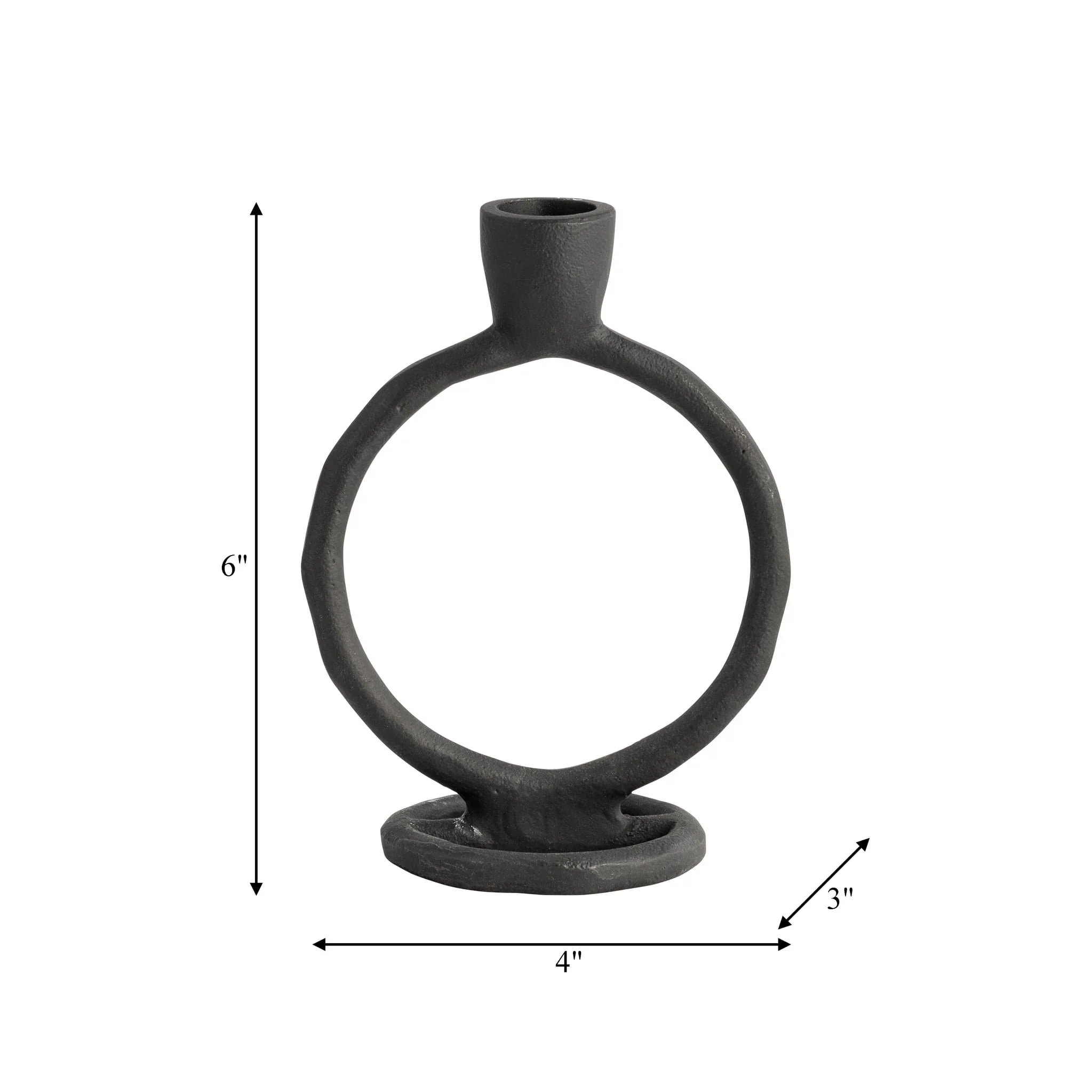 Metal, 6" Round Ring Taper Candleholder, Black - Image 9