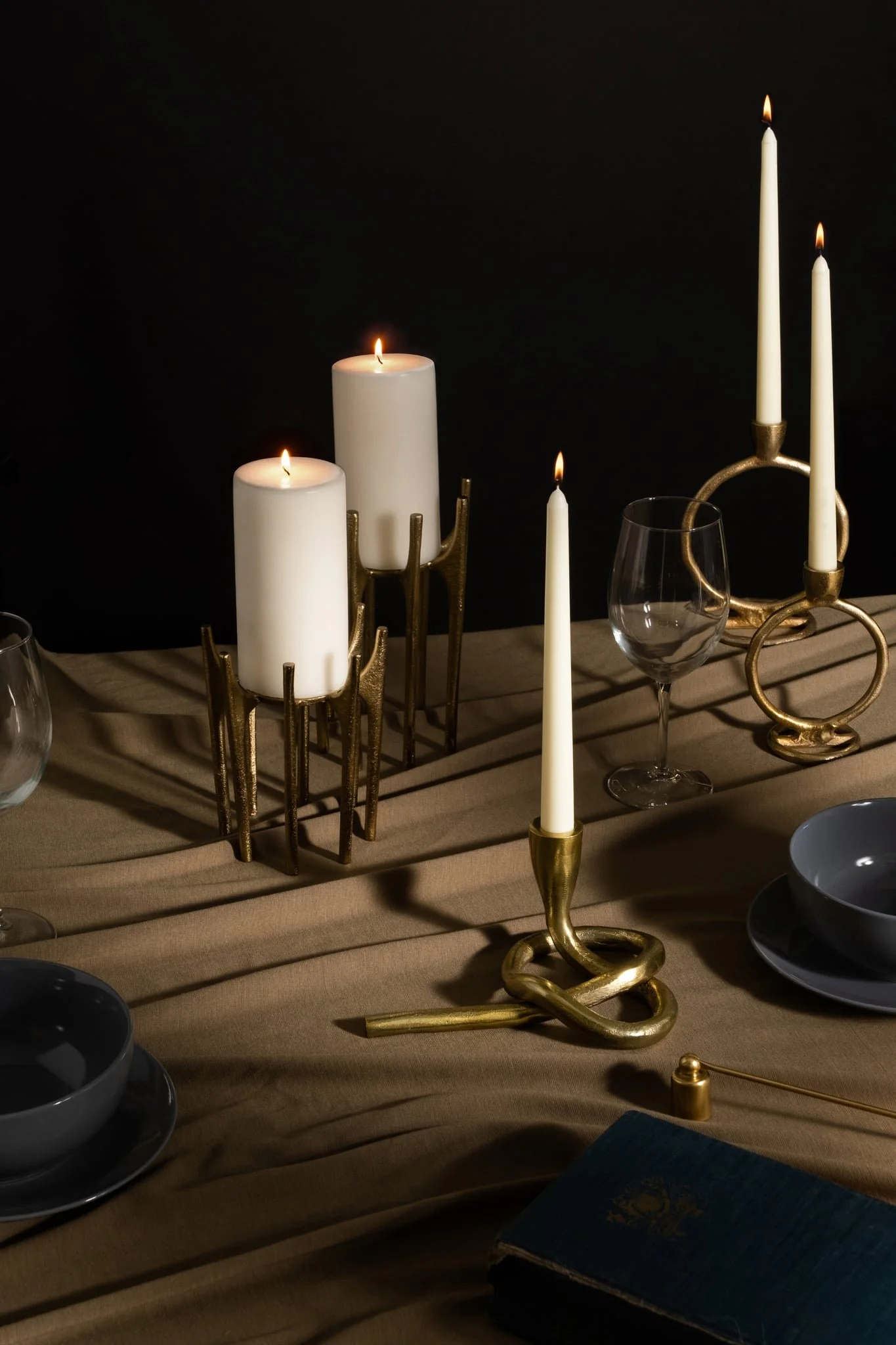 Metal, 6" Round Ring Taper Candleholder, Gold - Image 11