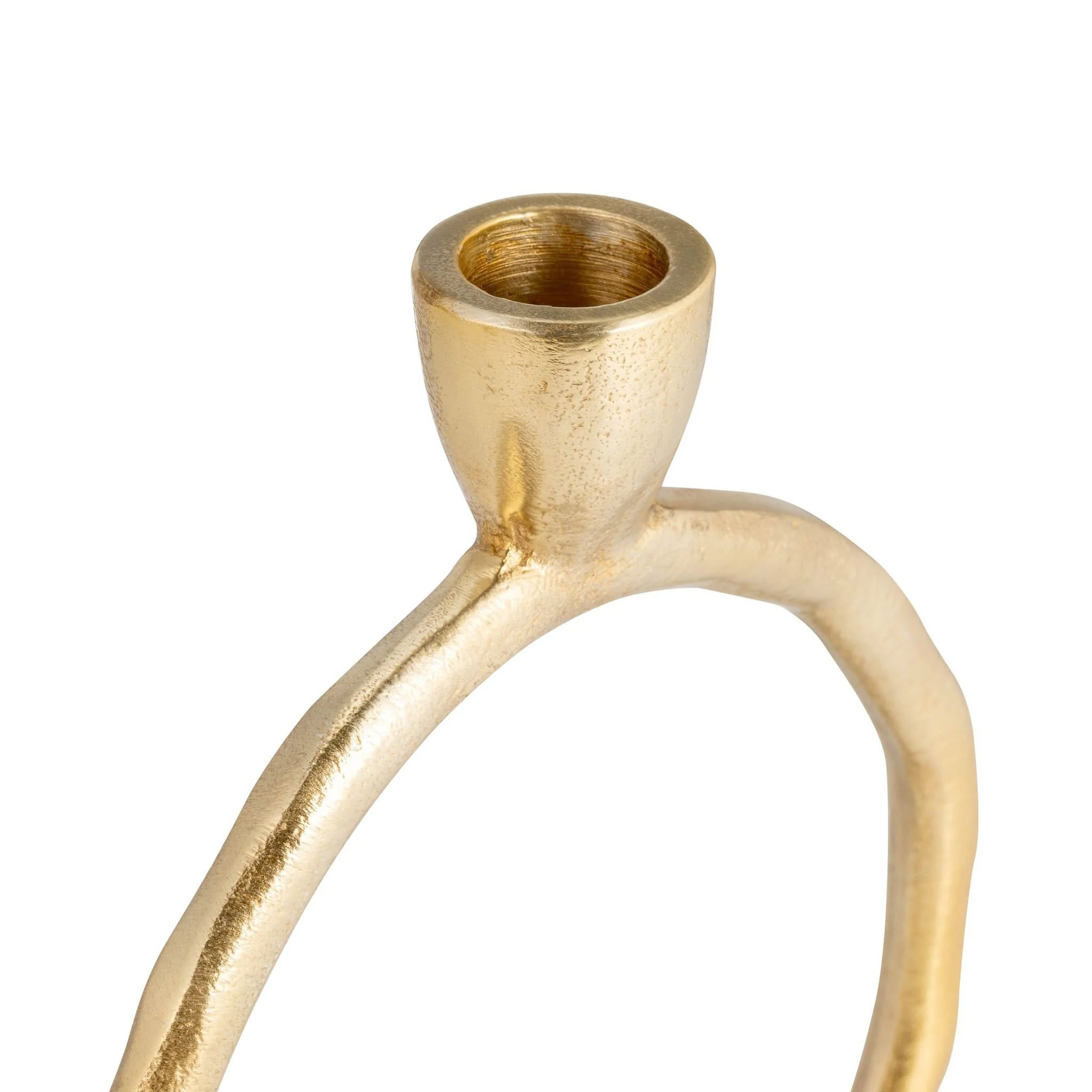Metal, 6" Round Ring Taper Candleholder, Gold - Image 5