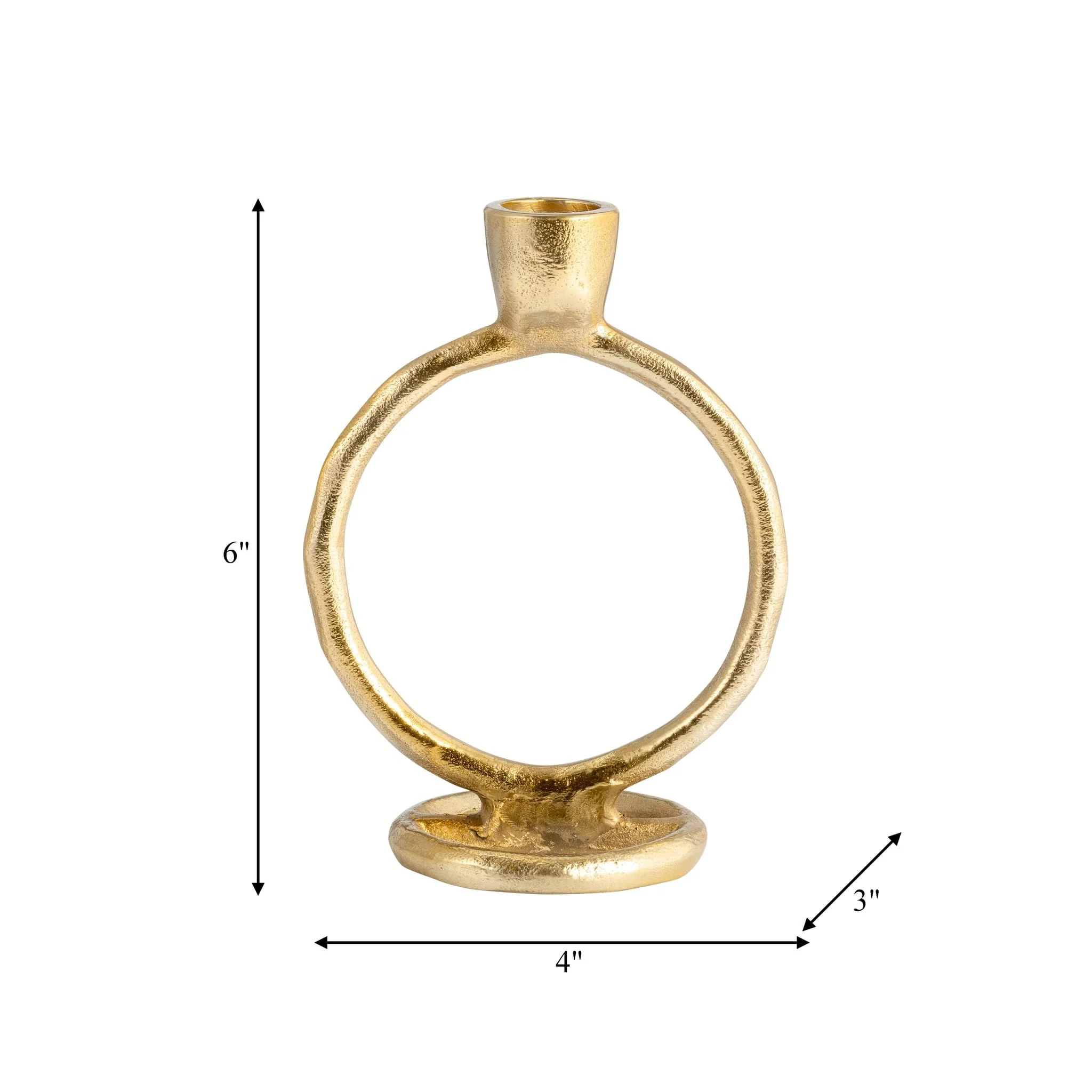Metal, 6" Round Ring Taper Candleholder, Gold - Image 9