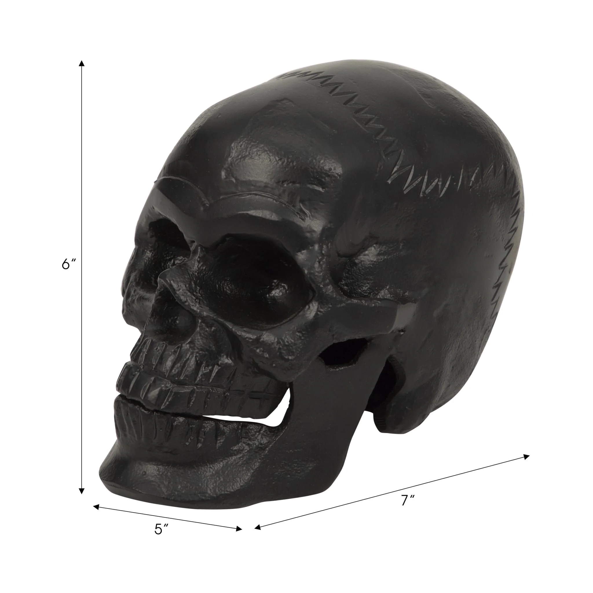 Metal, 6" Skull Decor, Black - Image 2