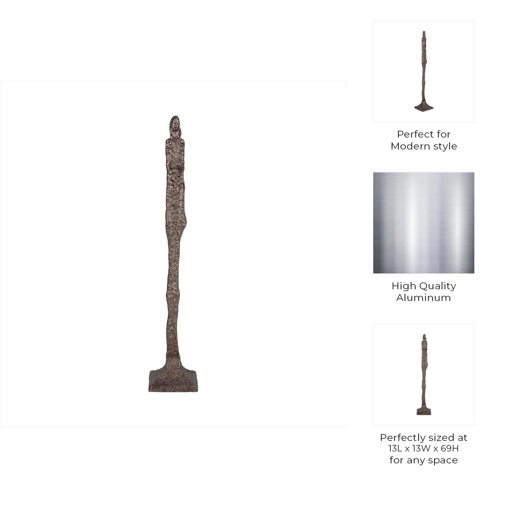 Metal, 69" Tribal Floor Sculpture, Bronze - Image 9