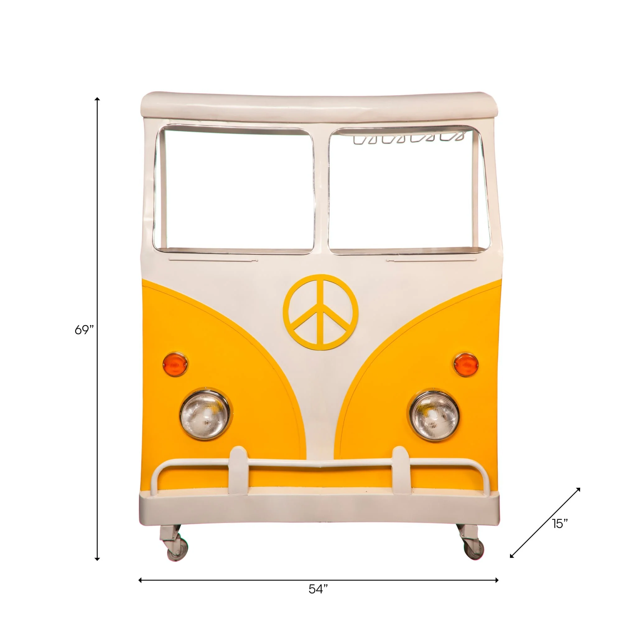 Metal 69"h Bus Kombi Bar, Yellow - Image 6
