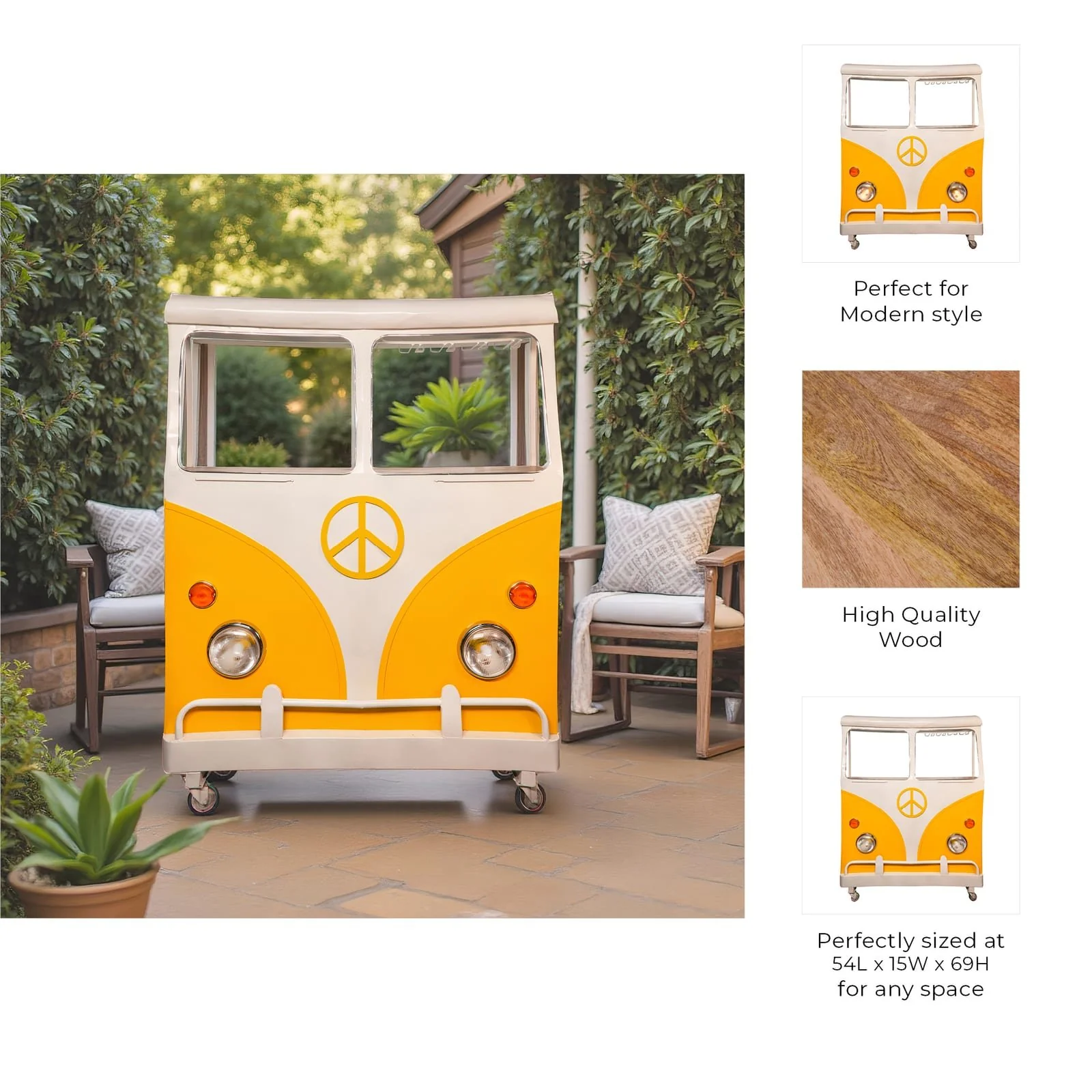 Metal 69"h Bus Kombi Bar, Yellow - Image 7