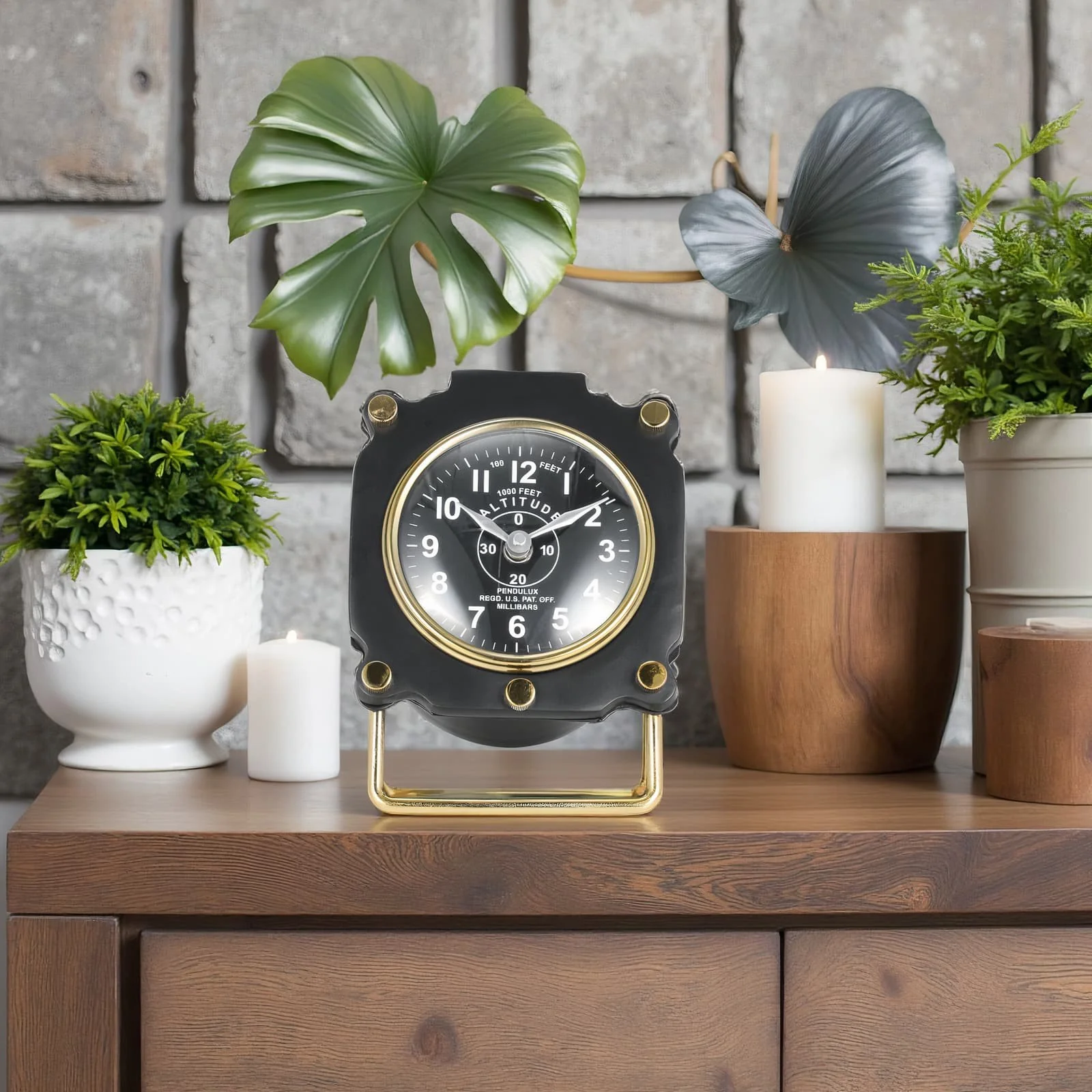 Metal, 6"h Altimeter Table Clock, Black - Image 13