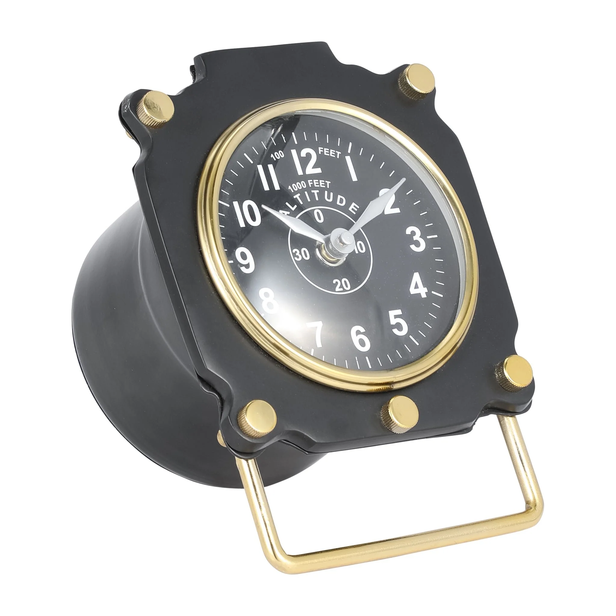 Metal, 6"h Altimeter Table Clock, Black - Image 2