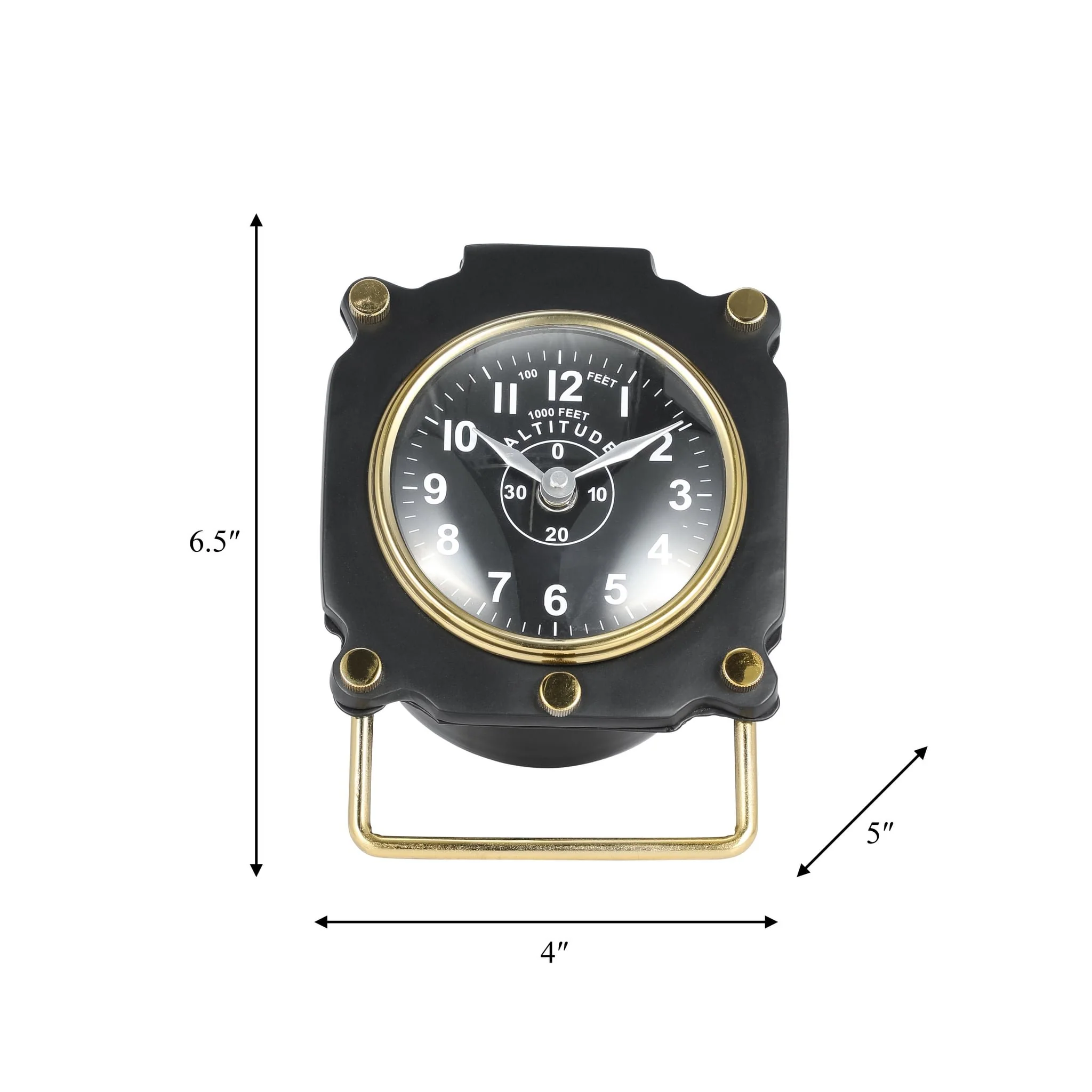 Metal, 6"h Altimeter Table Clock, Black - Image 9